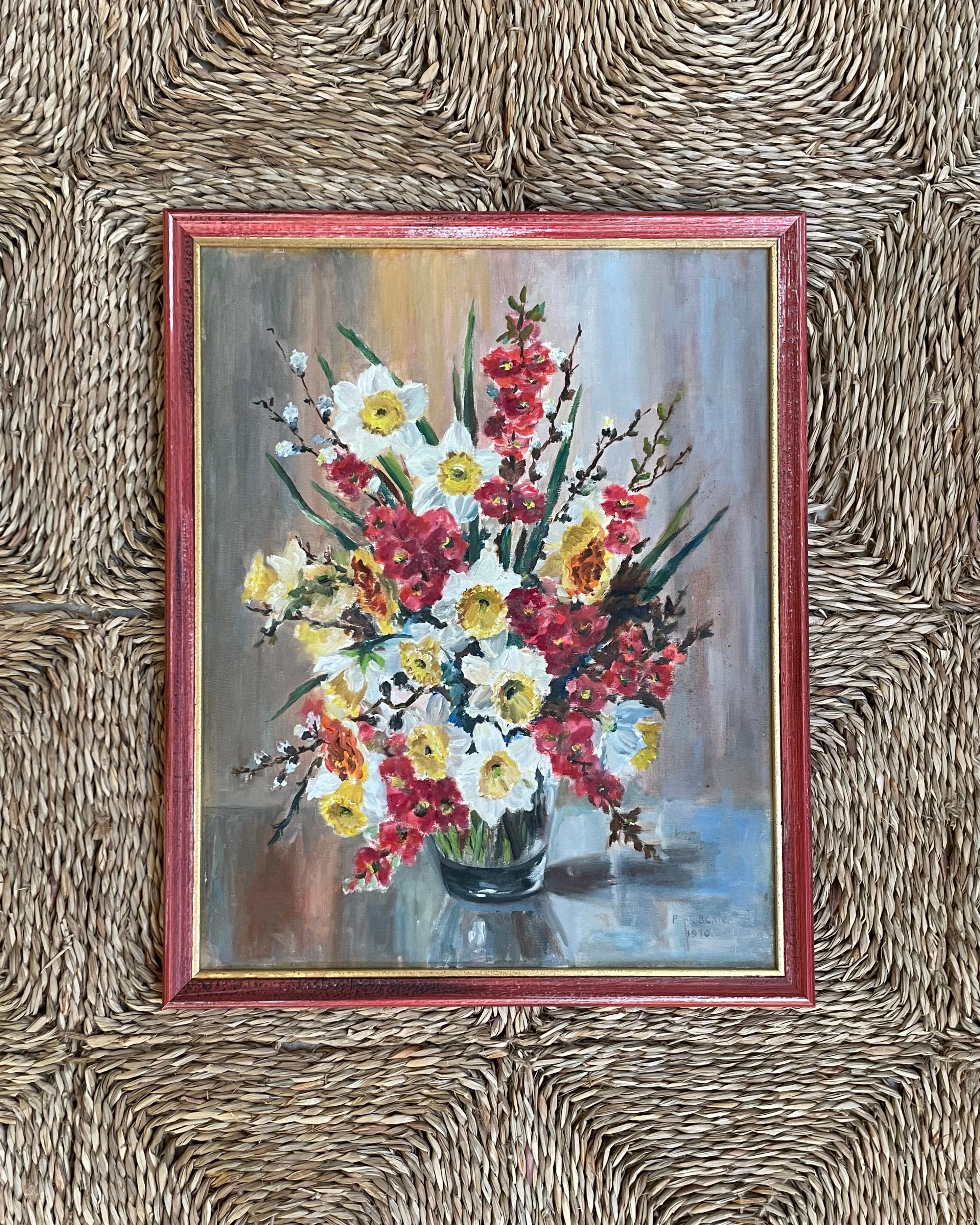 Oil on board - Birthday Bouquet Signed 1970