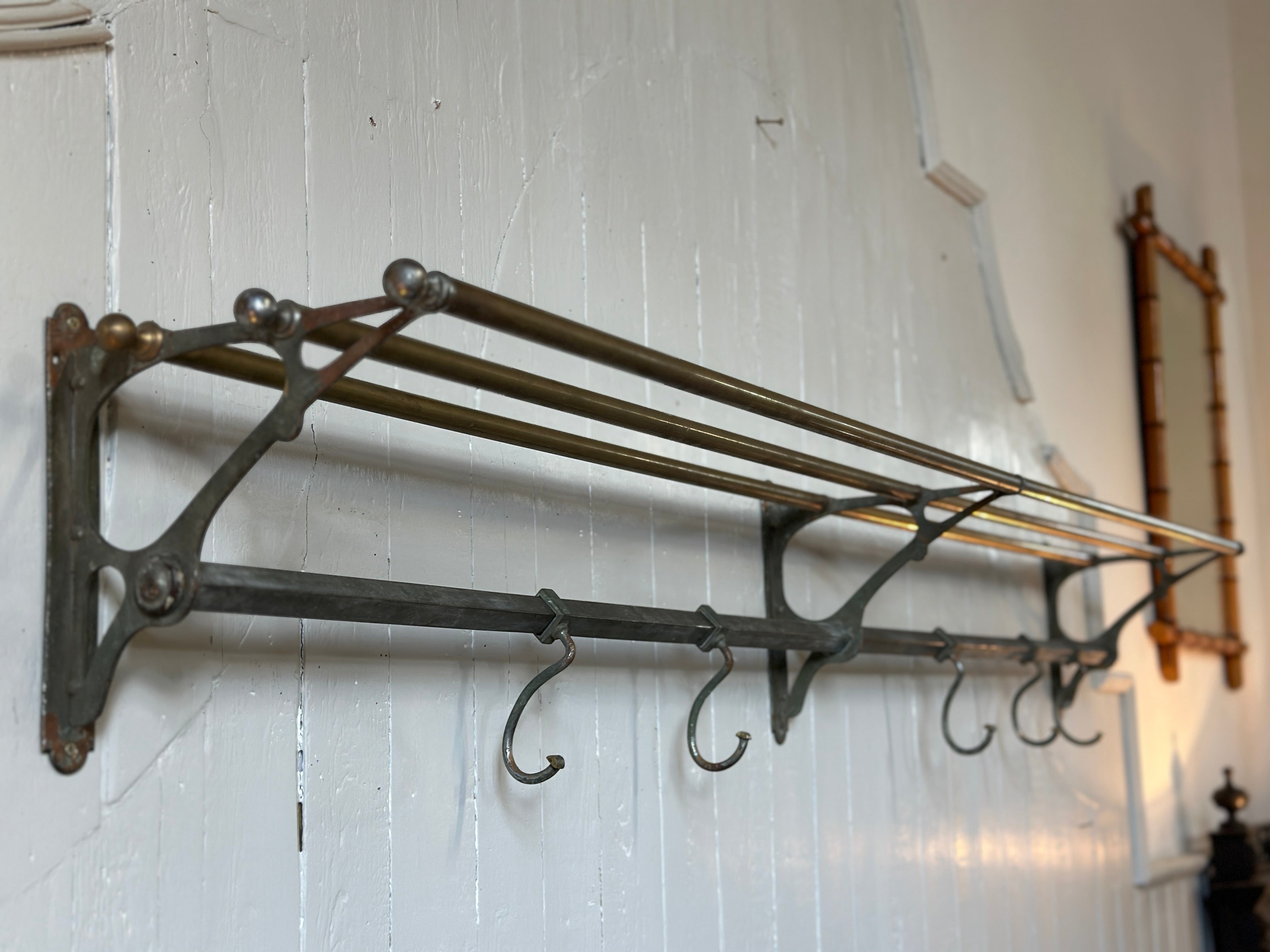 Antiques Early C20th Brass and Steel Overhead luggage rack