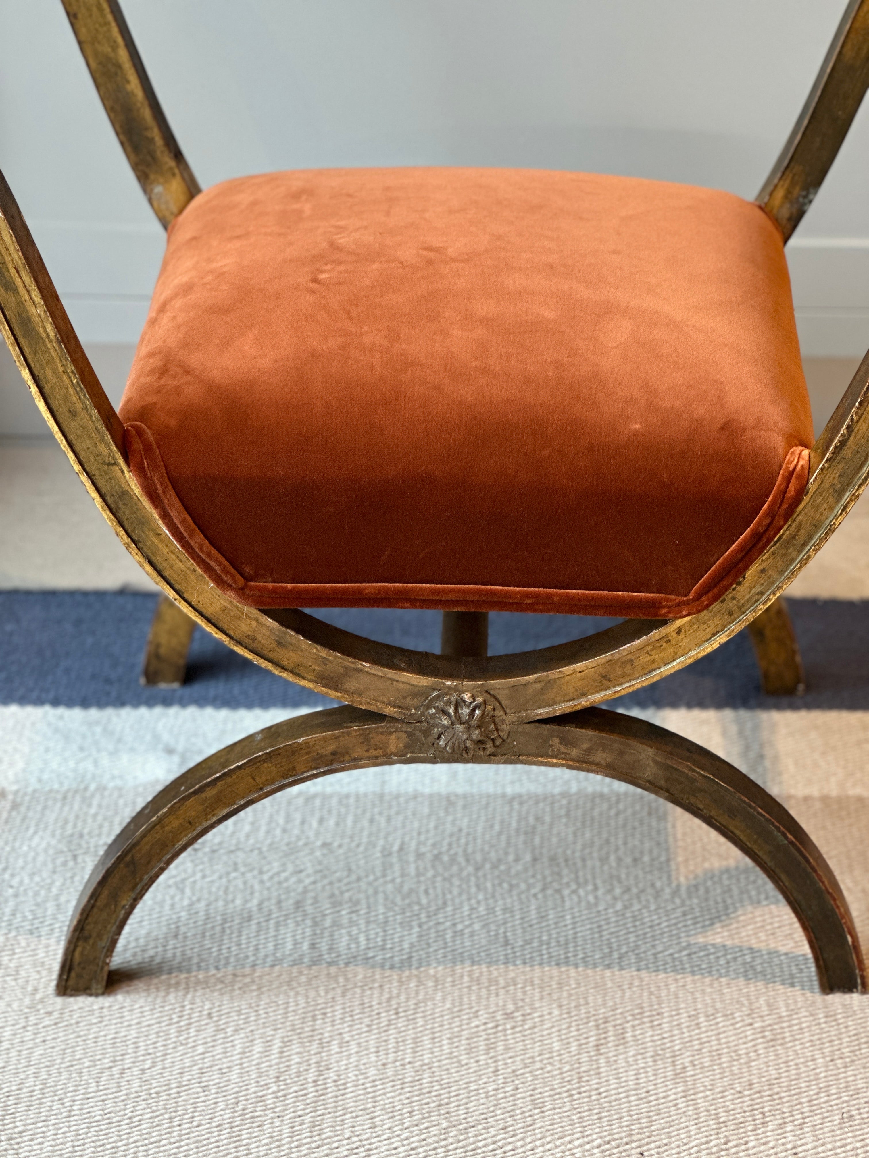 Regency Curule Seat in RU velvet Burnt Siena