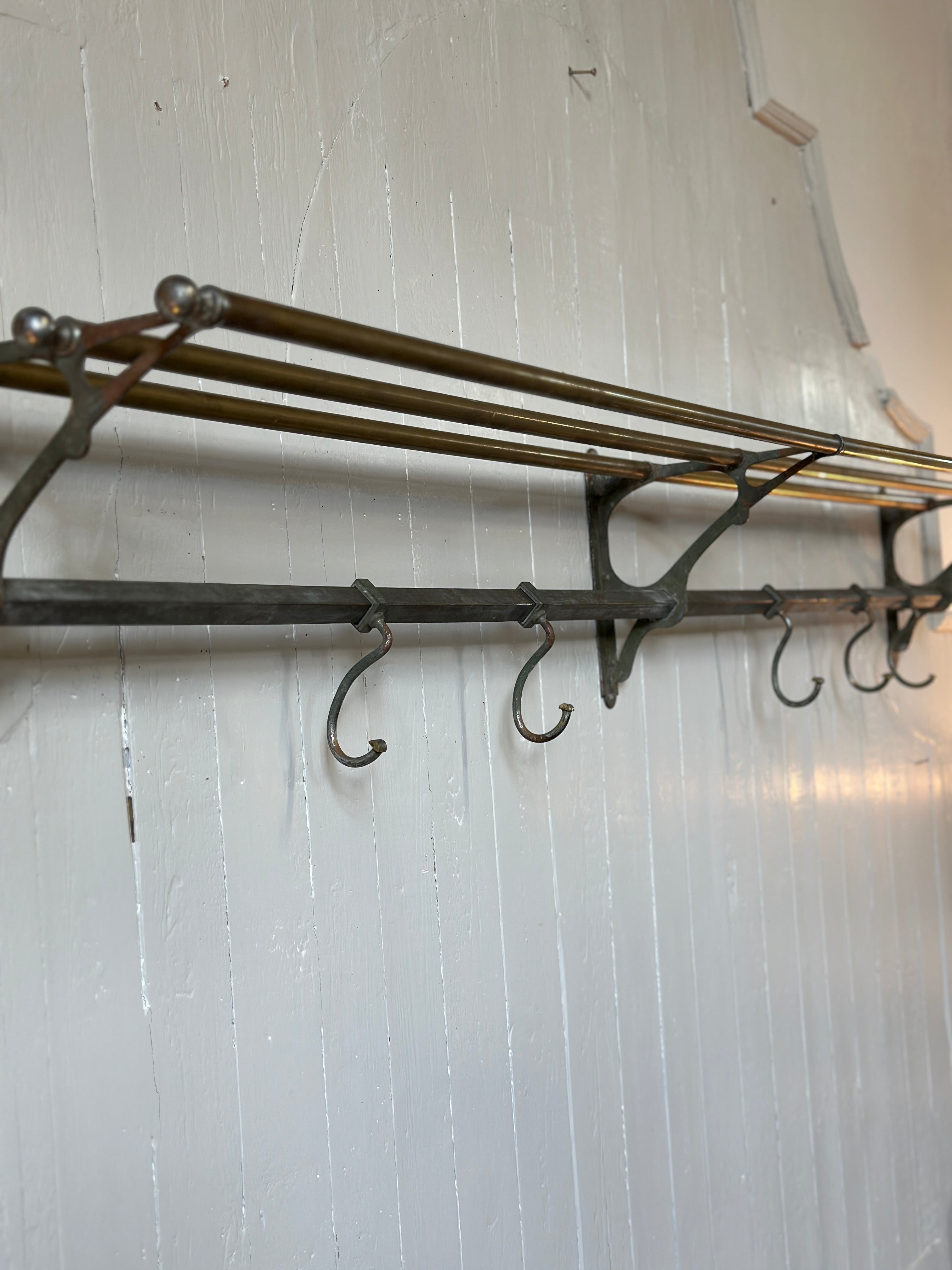 Antiques Early C20th Brass and Steel Overhead luggage rack