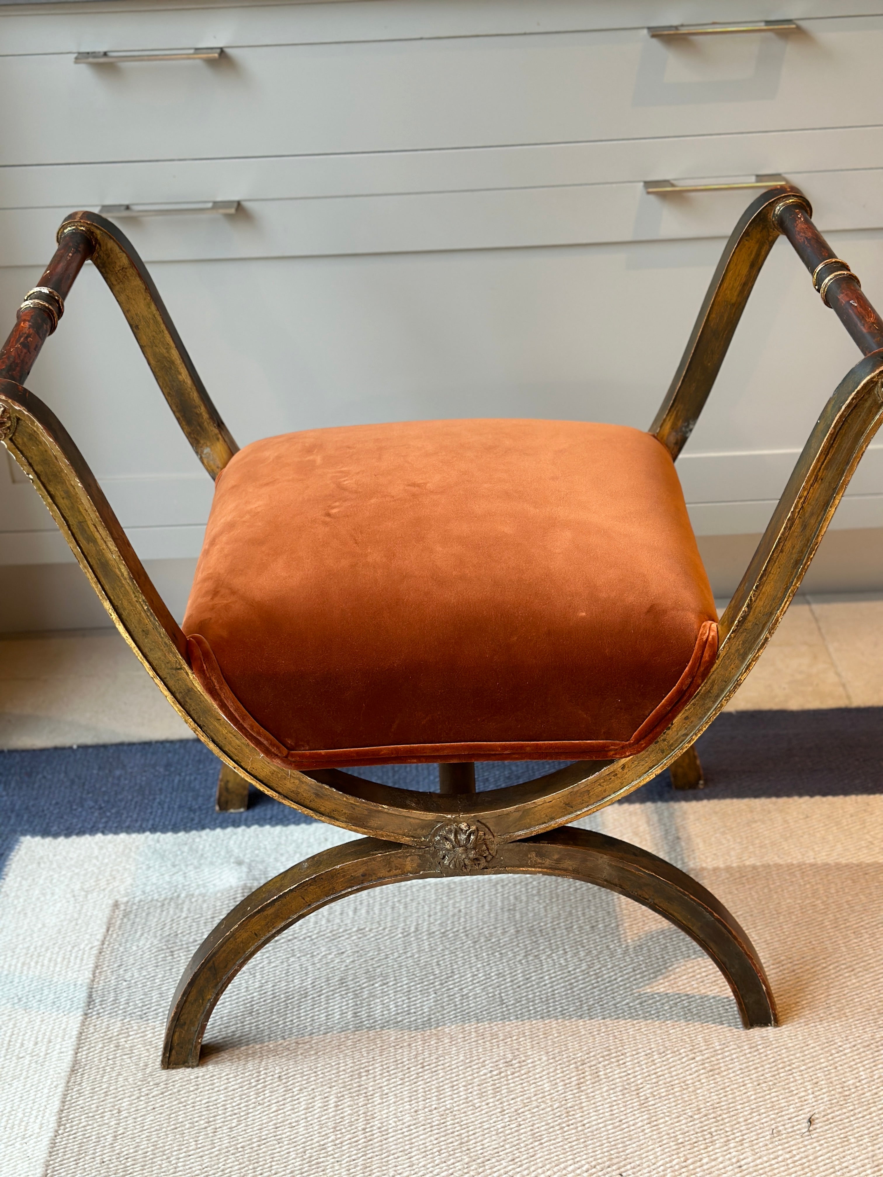 Regency Curule Seat in RU velvet Burnt Siena