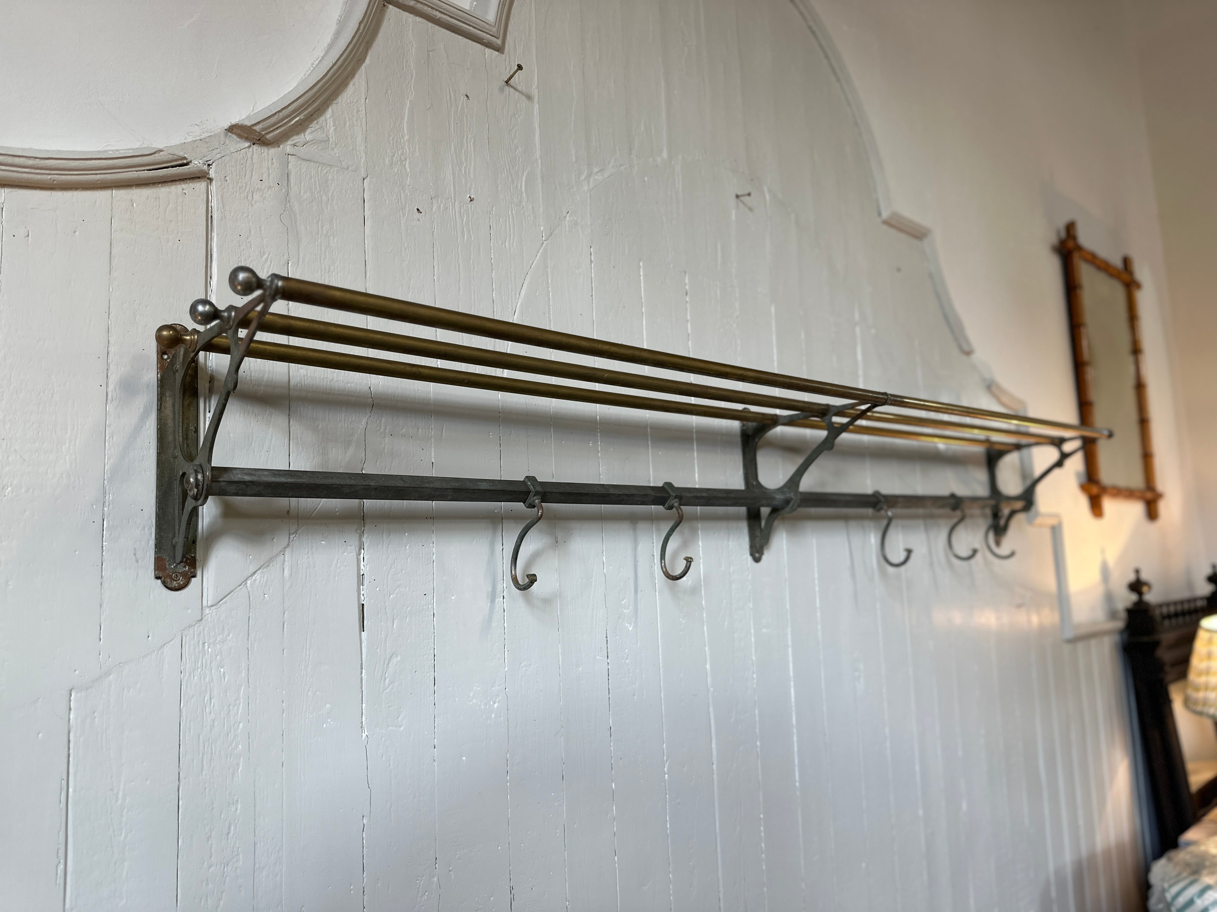 Antiques Early C20th Brass and Steel Overhead luggage rack