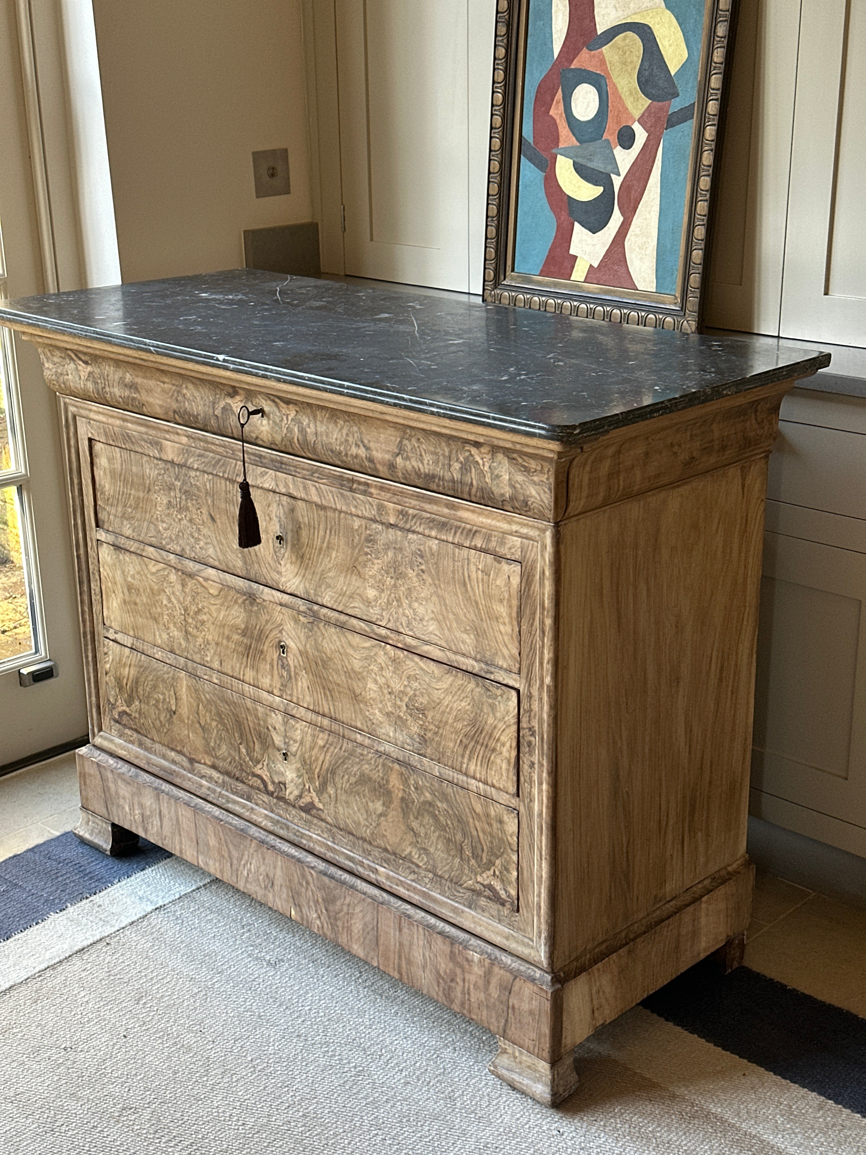 Bleached Walnut Louis Philippe Marble Commode