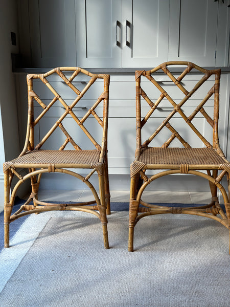 Pair Chippendale Style Cane Chairs
