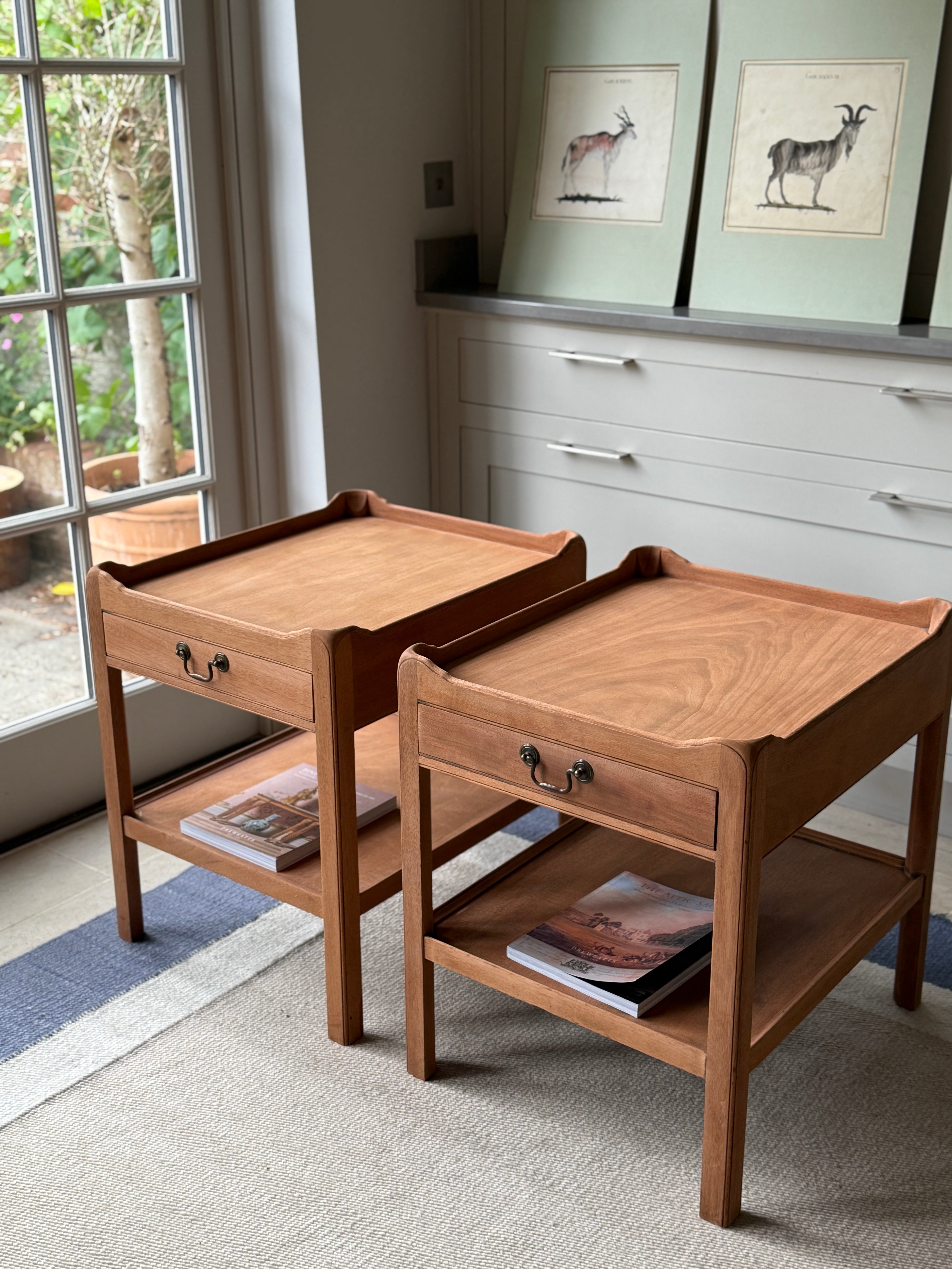 A Pair of Solid Mahogany Bedside Table