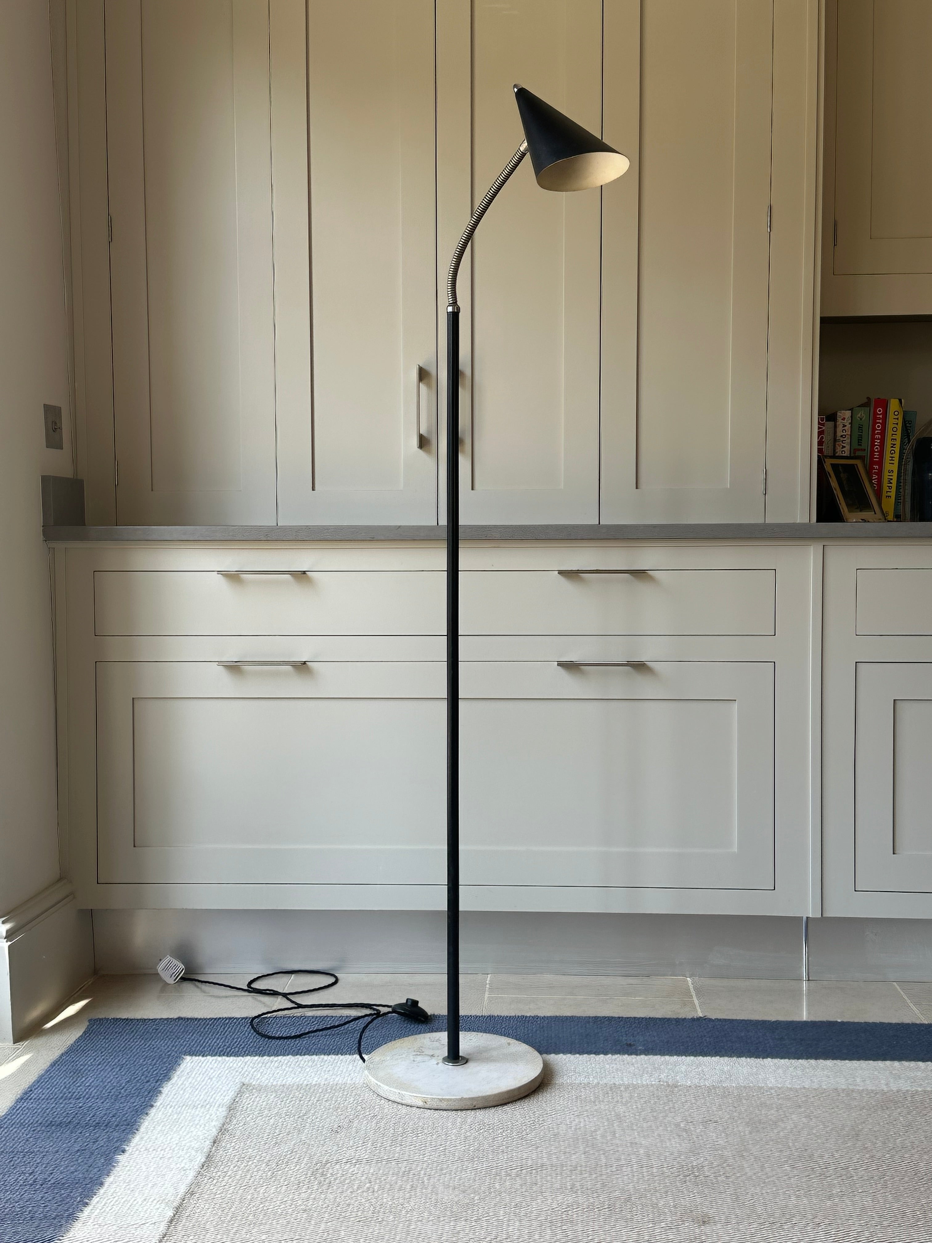 Black Italian 50s Floor lamp with marble base
