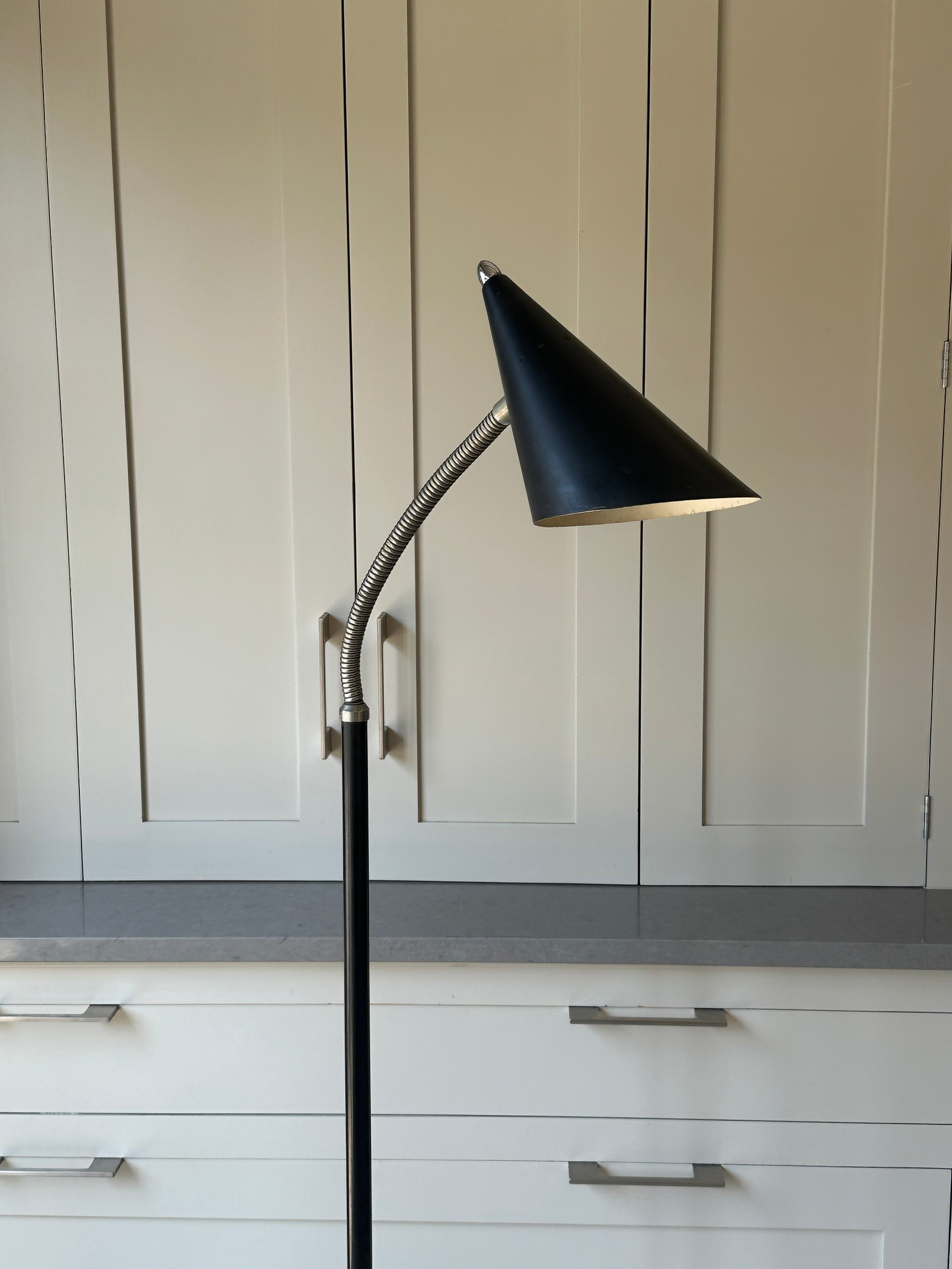 Black Italian 50s Floor lamp with marble base