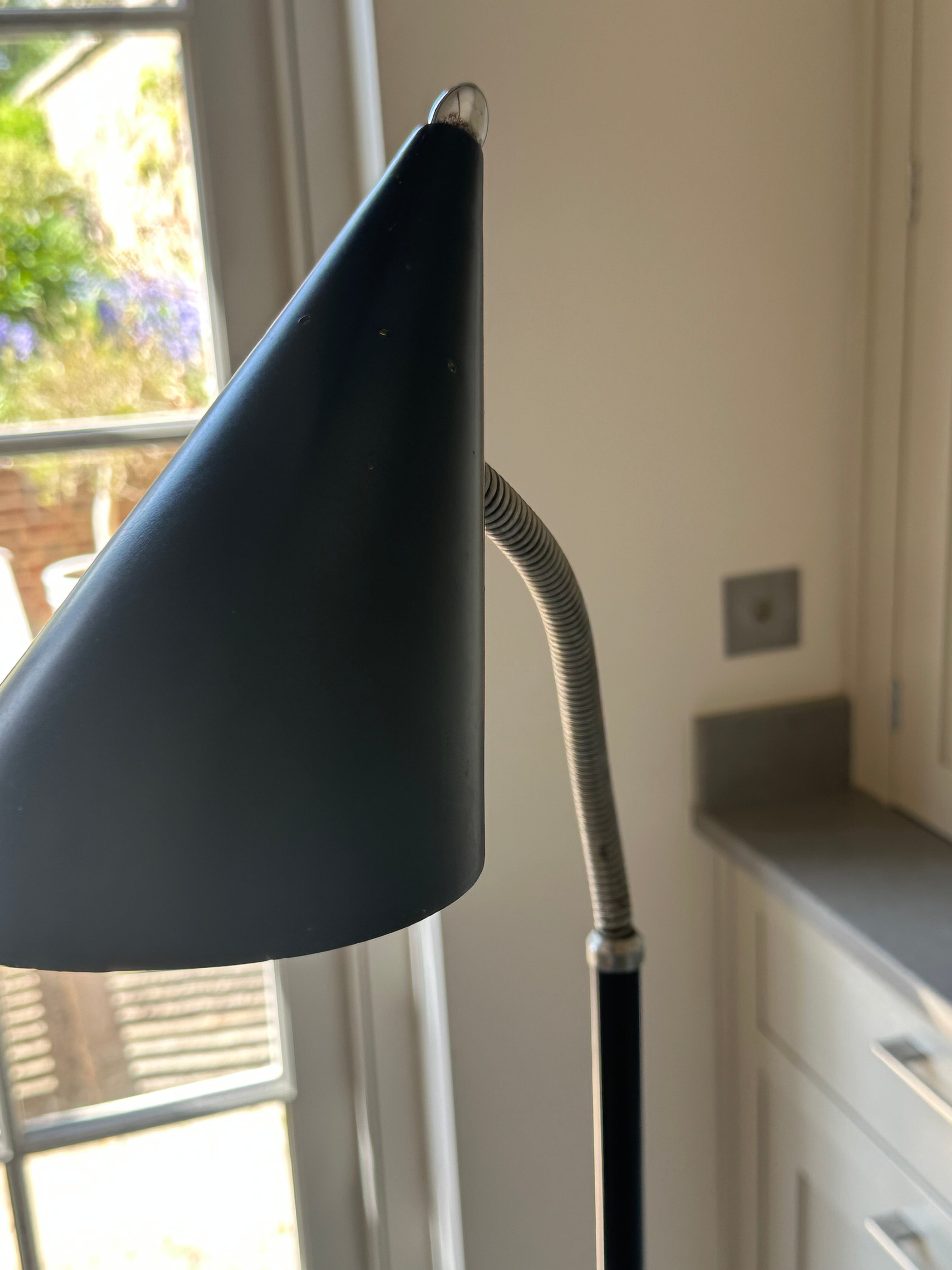 Black Italian 50s Floor lamp with marble base