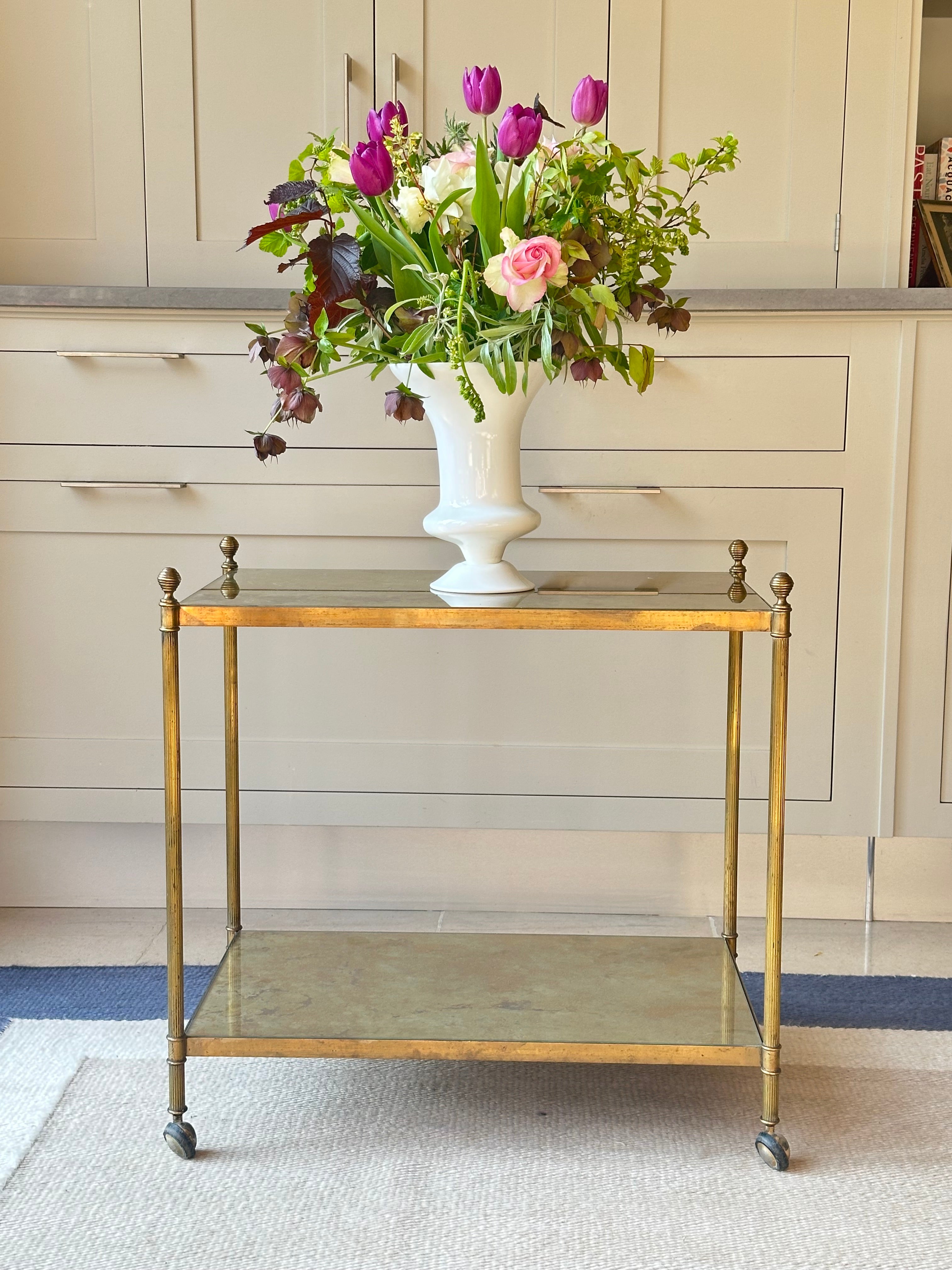 Maison Jansen Églomisé  Brass End Table