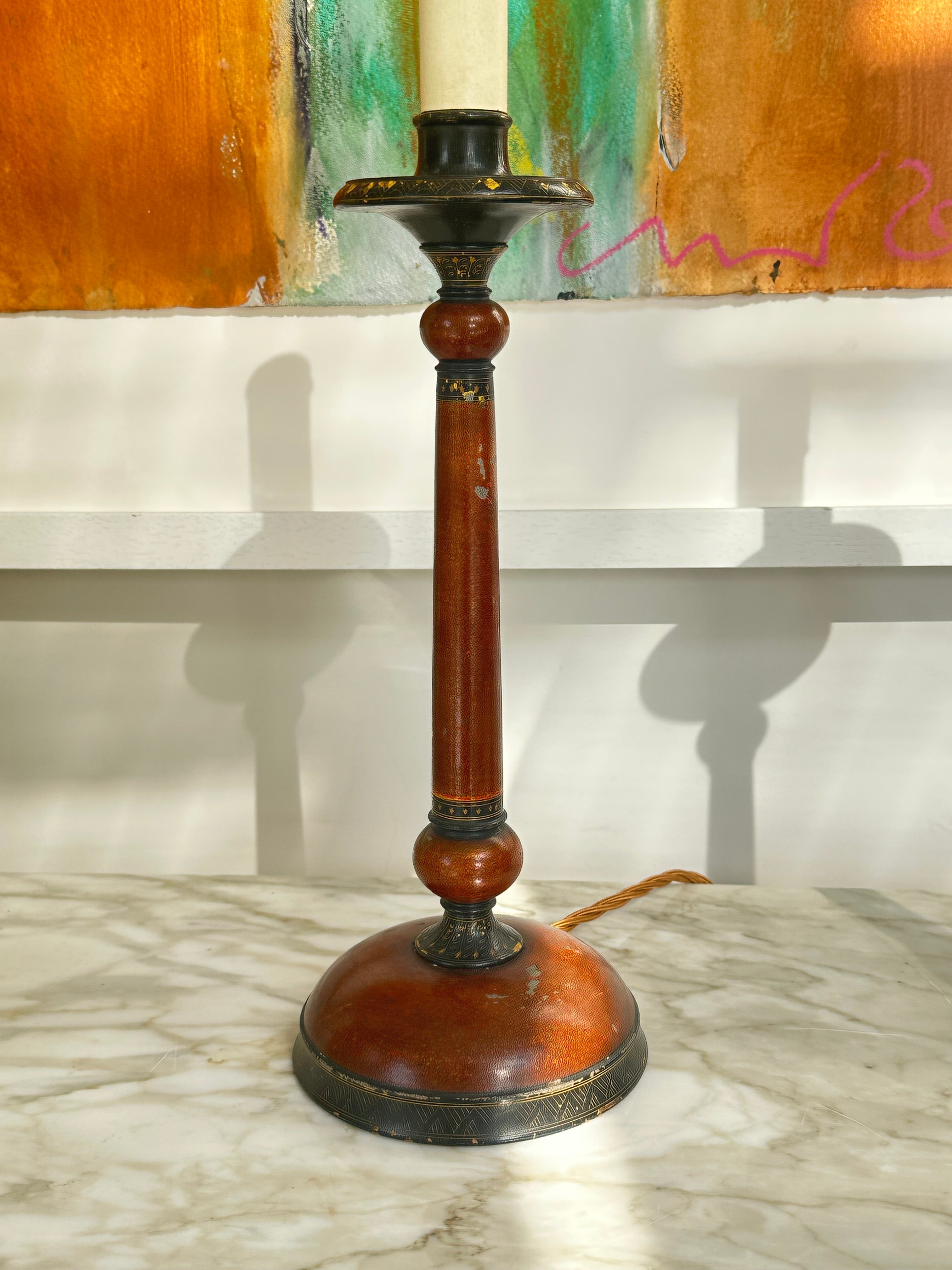 Pair of English 20th Century Lacquer Lamps