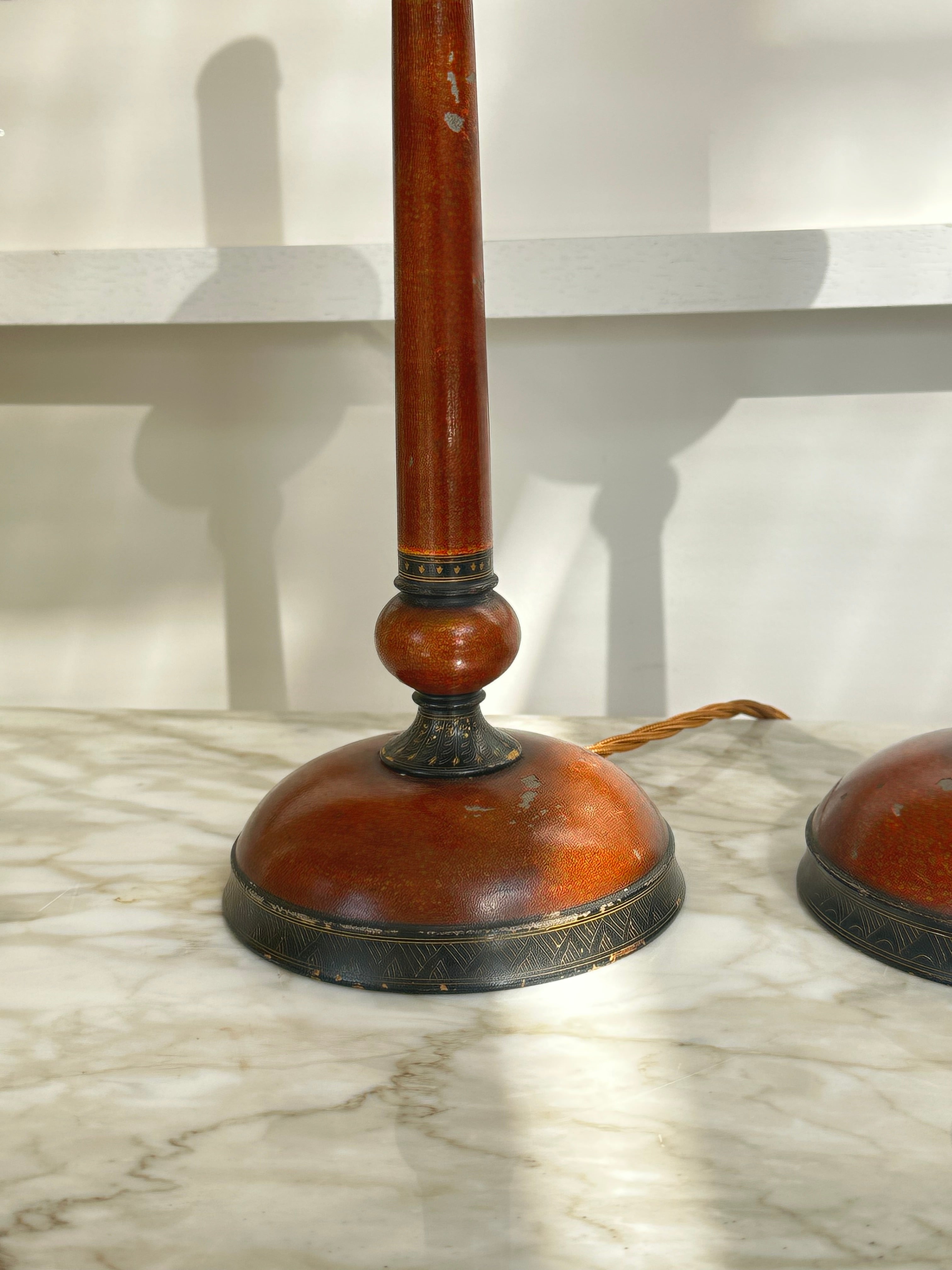 Pair of English 20th Century Lacquer Lamps