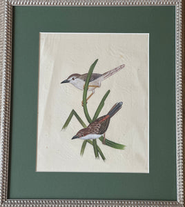 Framed Hand Painted on Silk - Indian Birds