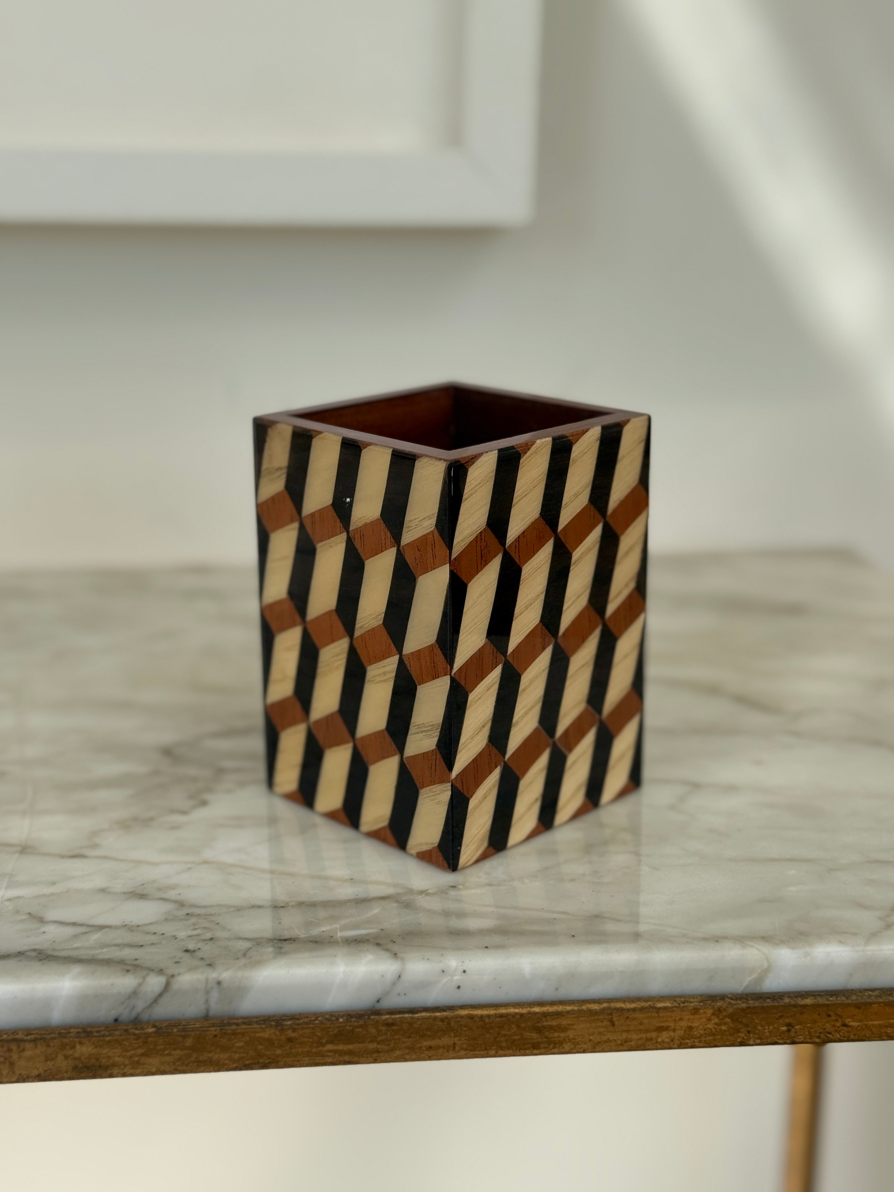 Italian Handmade Marquetry Pen Holders