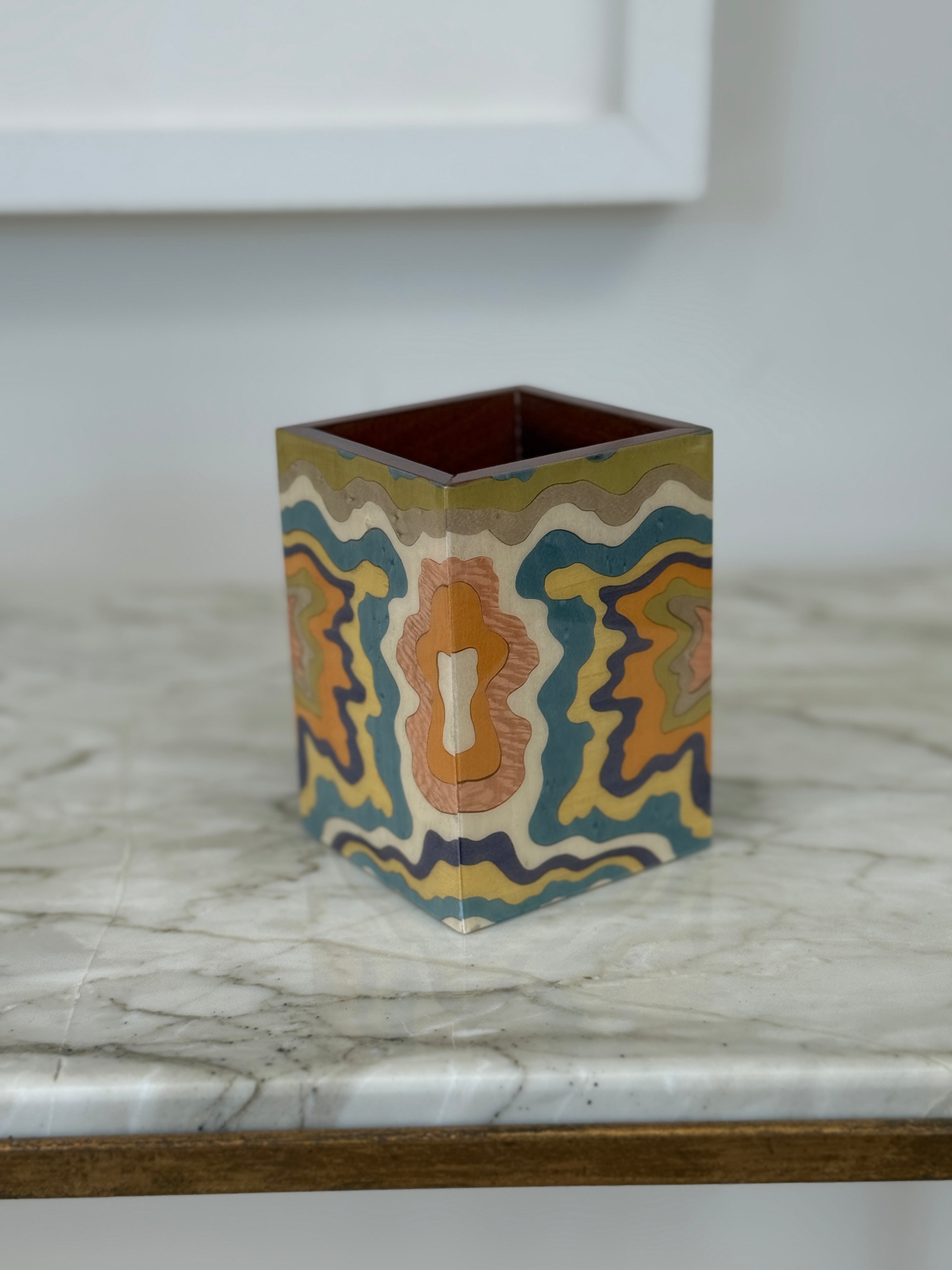 Italian Handmade Marquetry Pen Holders