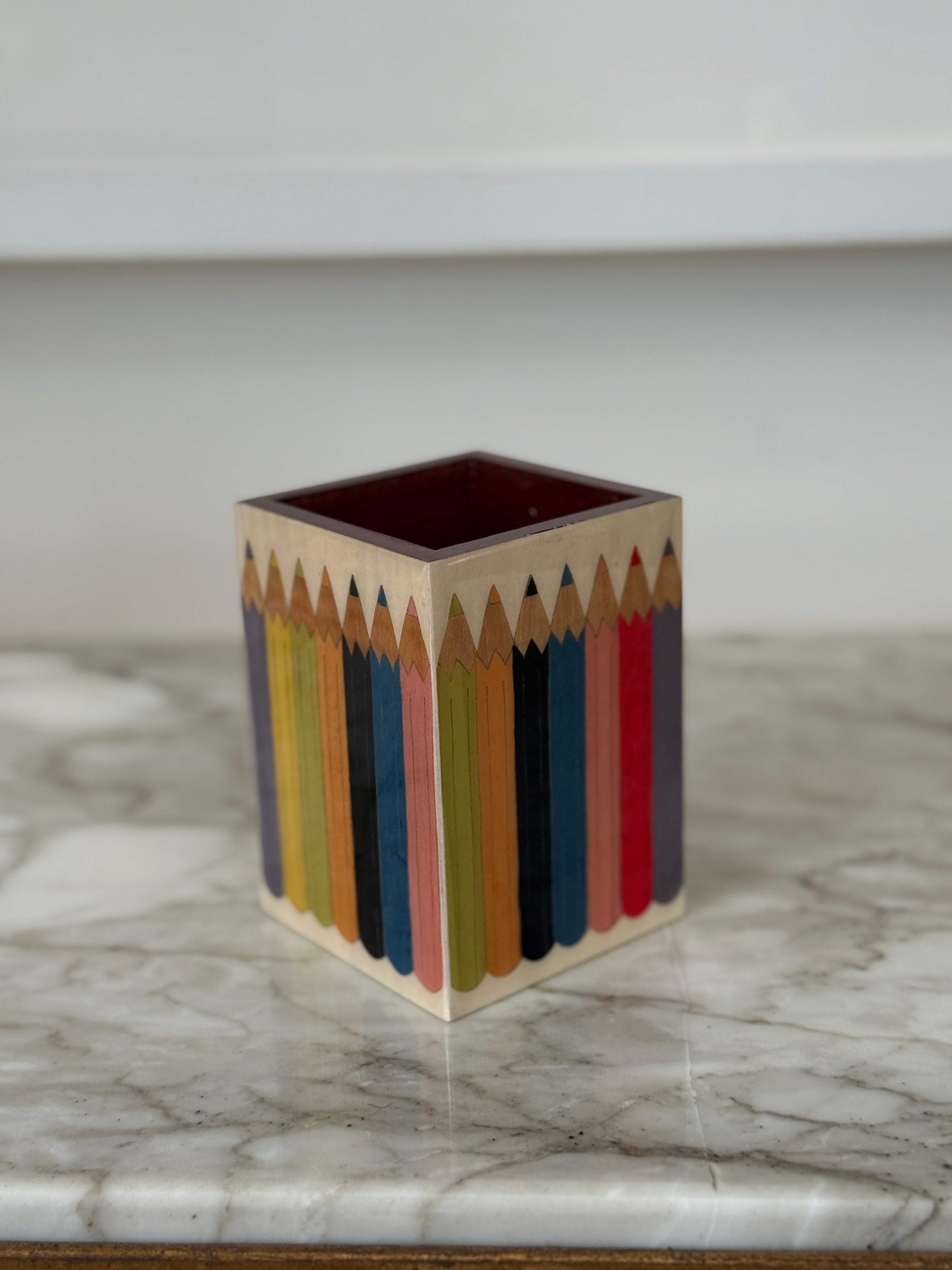 Italian Handmade Marquetry Pen Holders