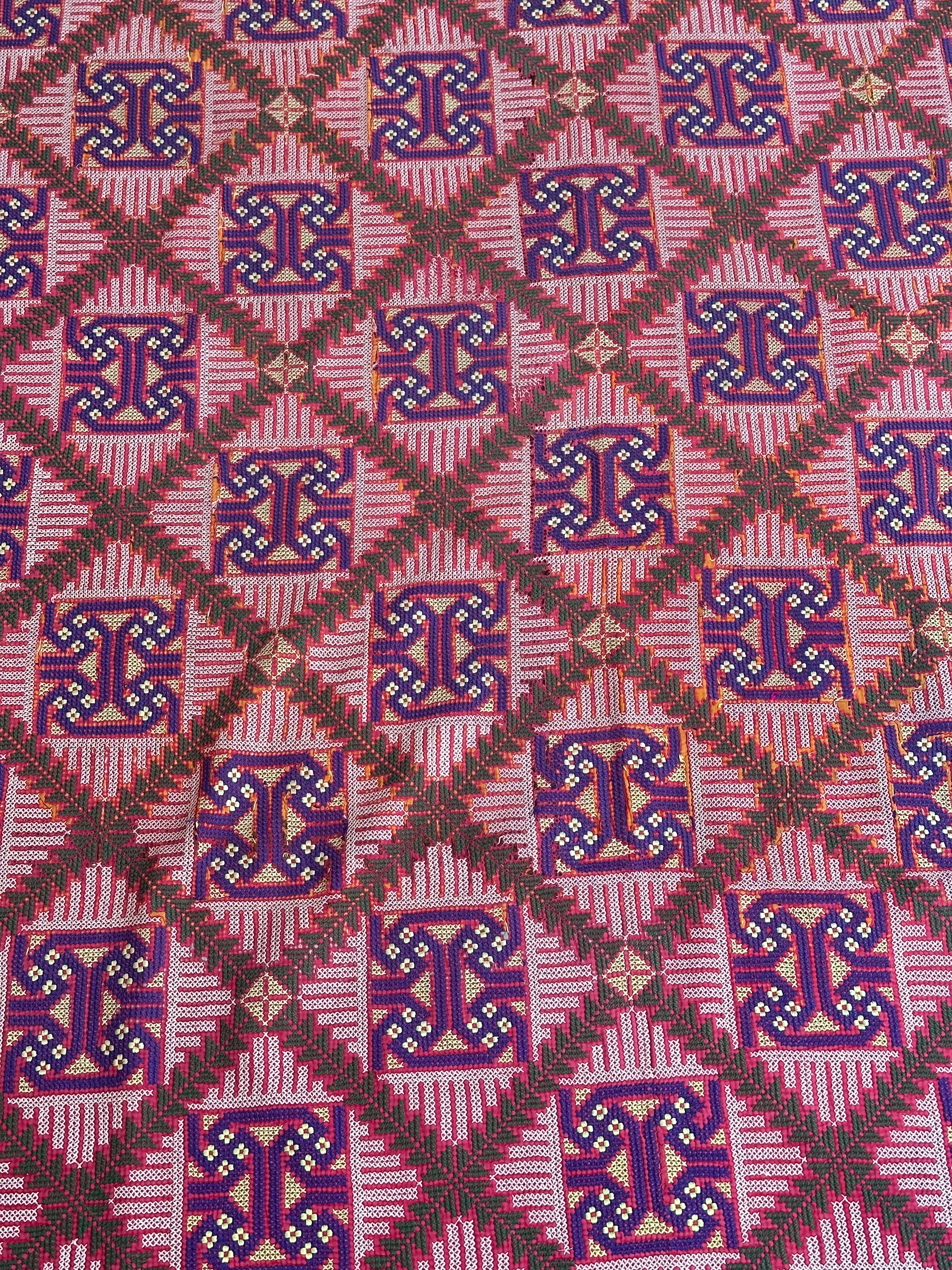 Green, Pink & Blue Handmade Bengal Quilt