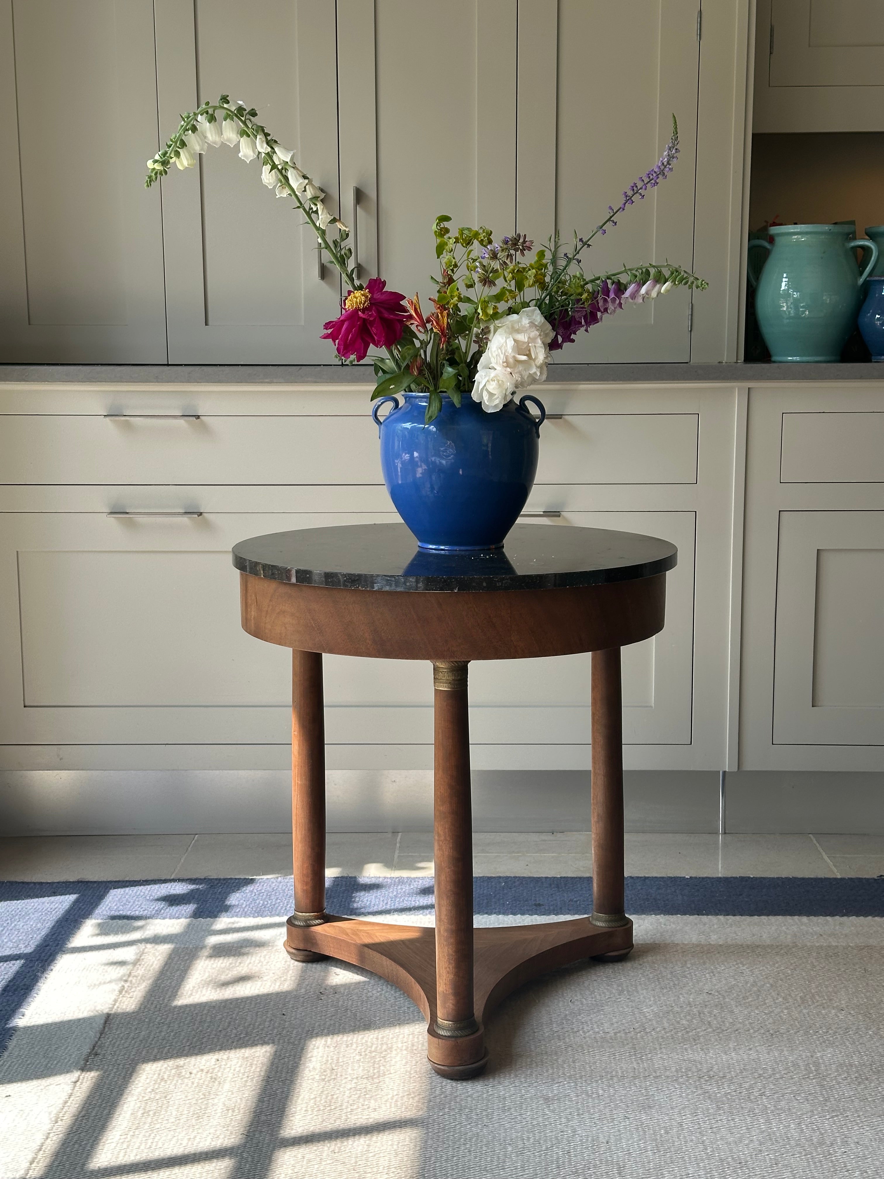 French Empire Gueridon with Dapple Grey Marble Top