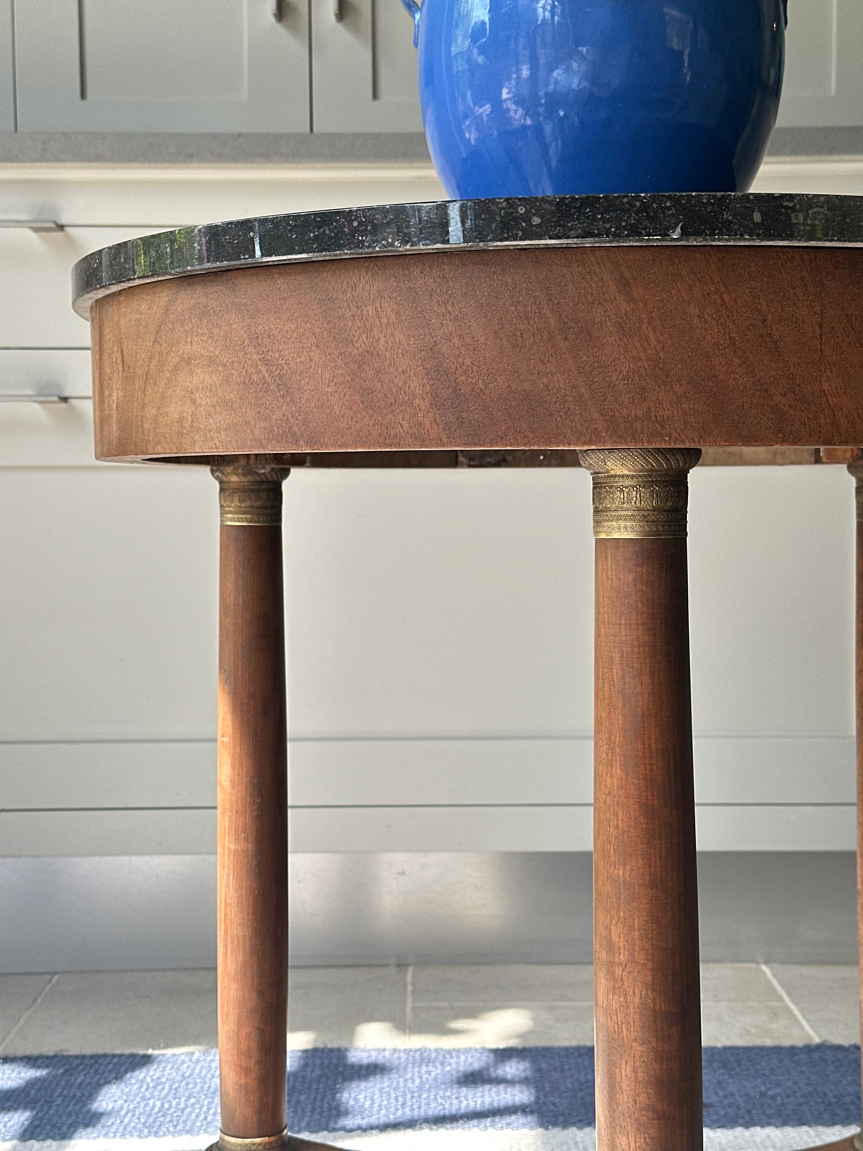 French Empire Gueridon with Dapple Grey Marble Top