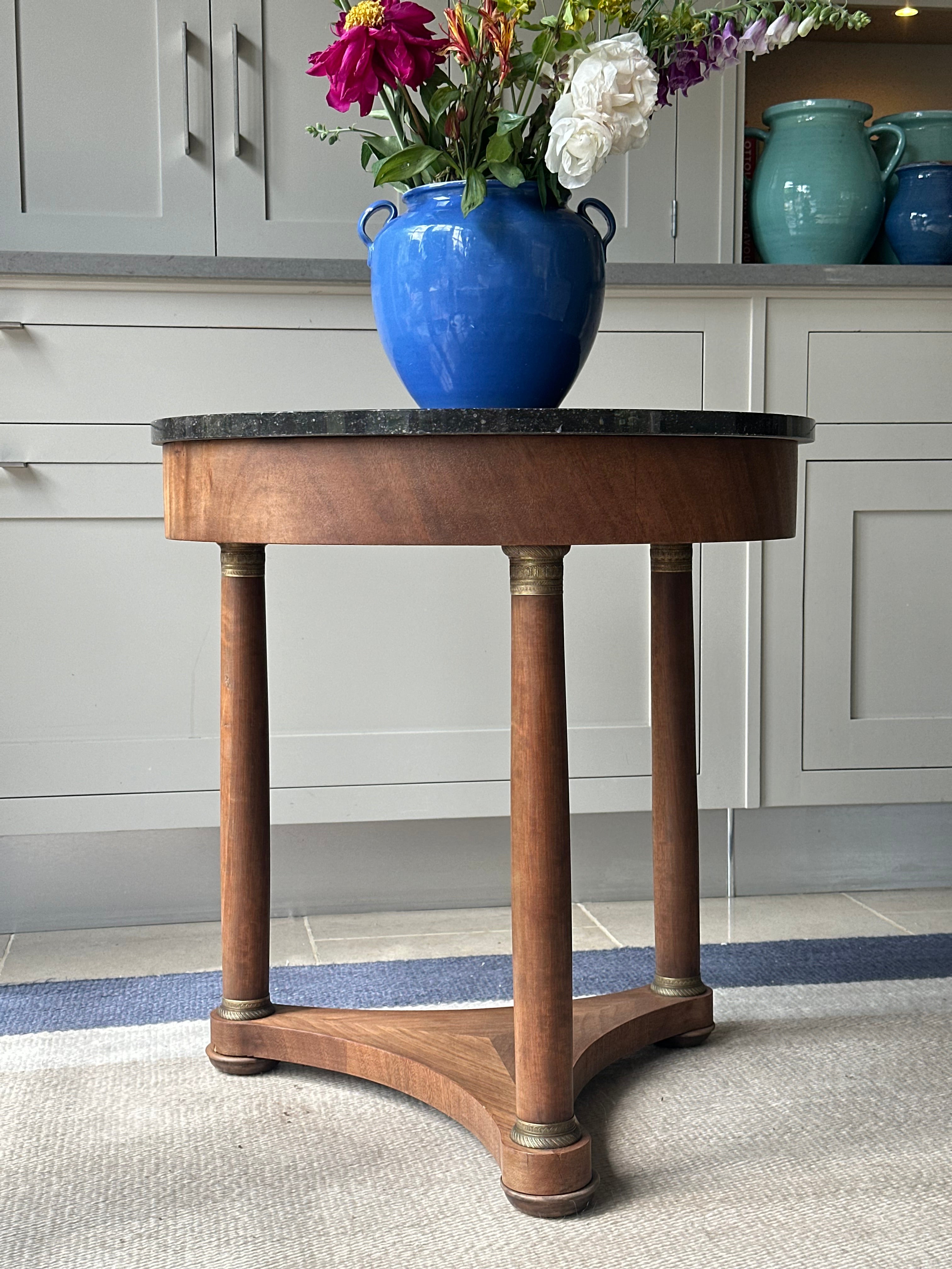 French Empire Gueridon with Dapple Grey Marble Top