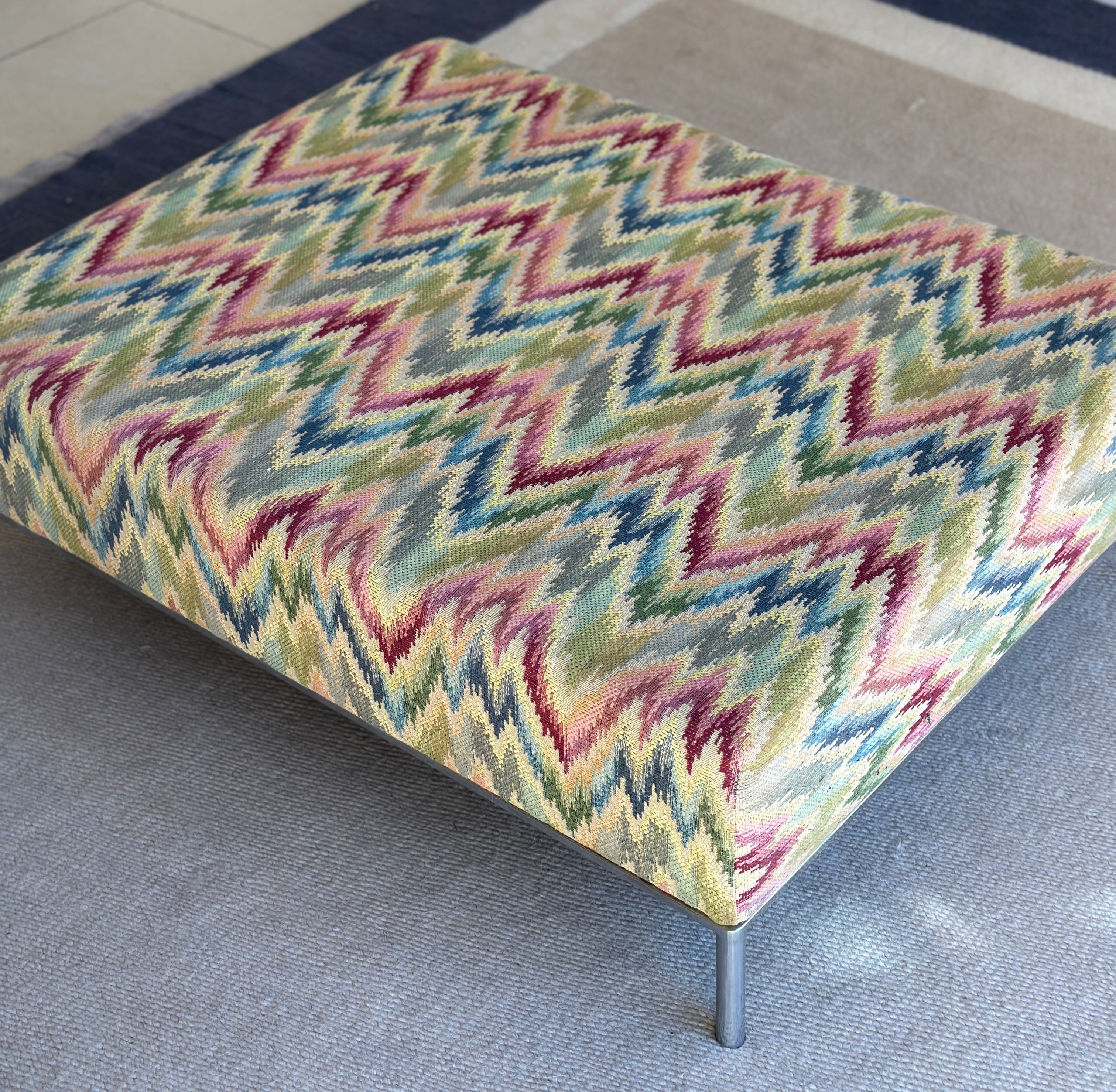 Low Ottoman in Missoni Flame Stitch