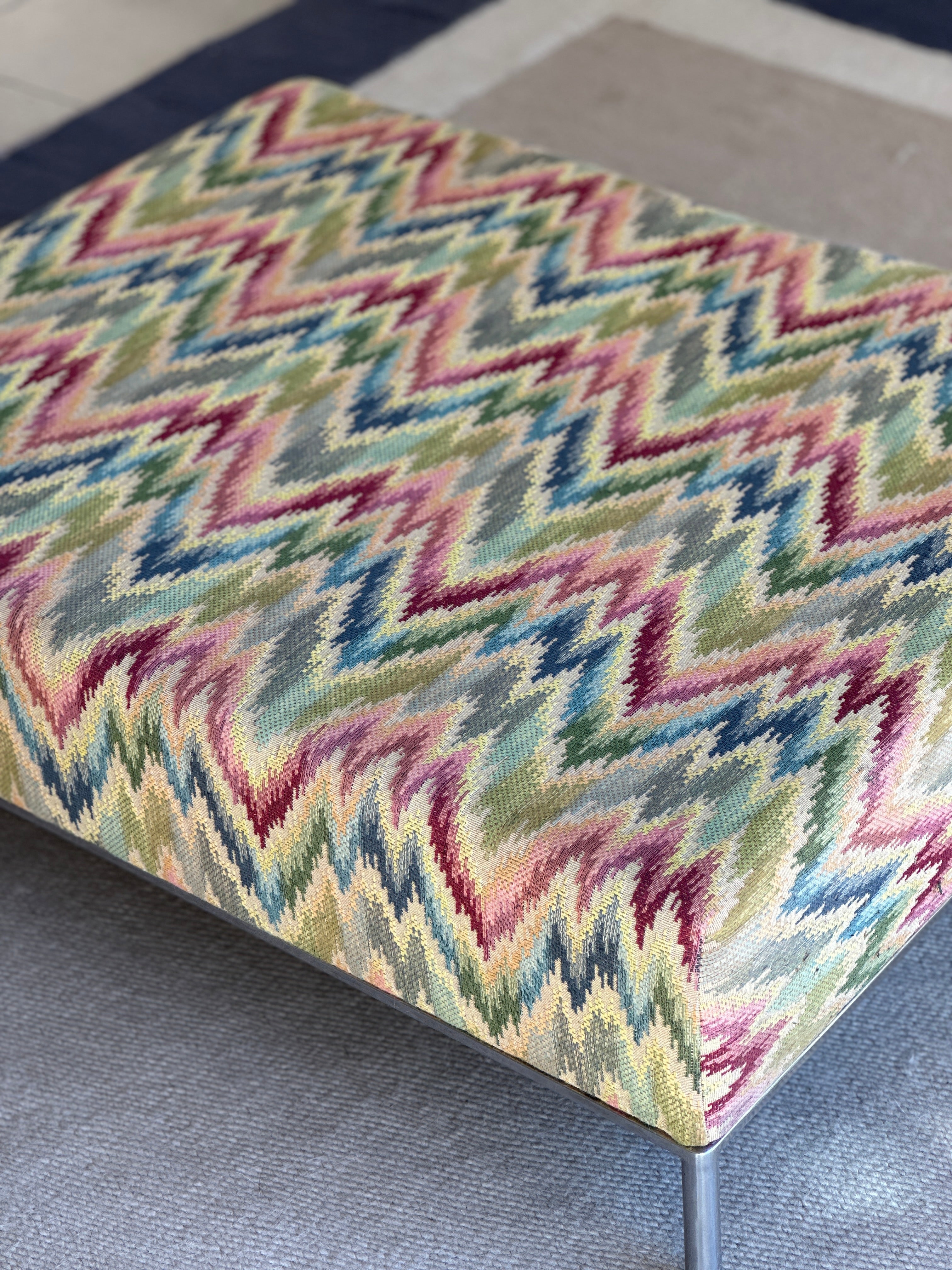 Low Ottoman in Missoni Flame Stitch