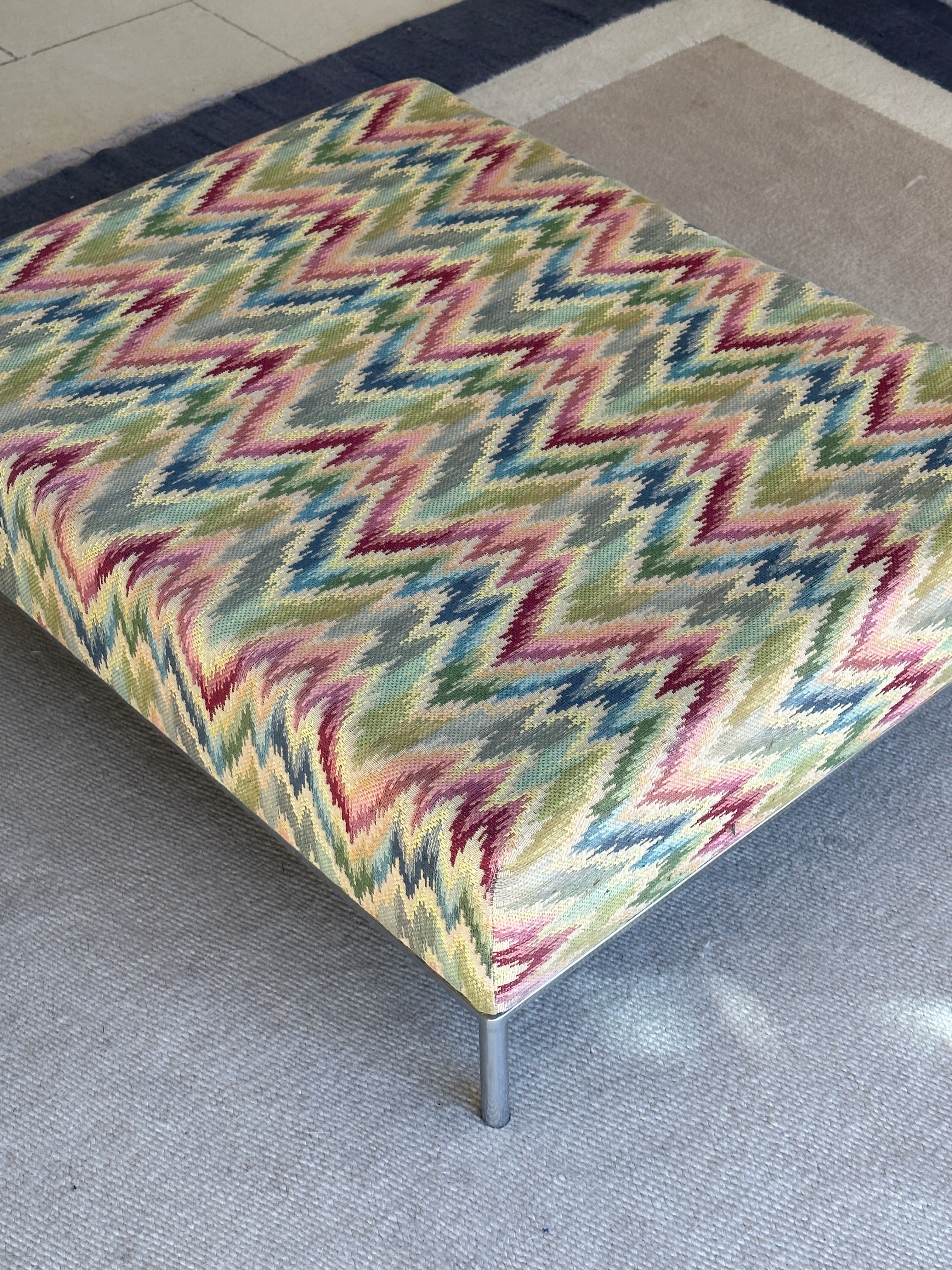 Low Ottoman in Missoni Flame Stitch