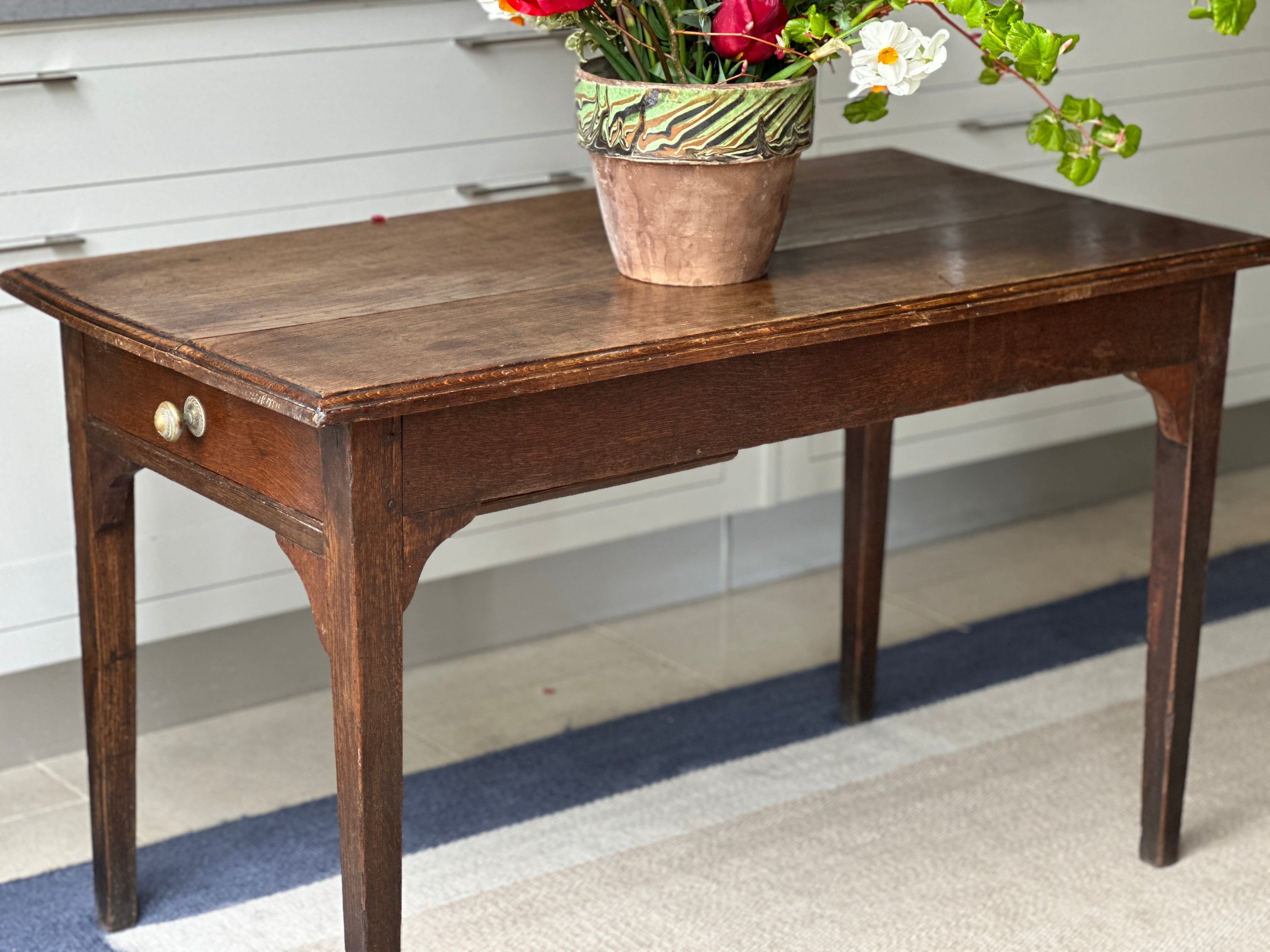 Small 19th Century Oak Table with Drawer