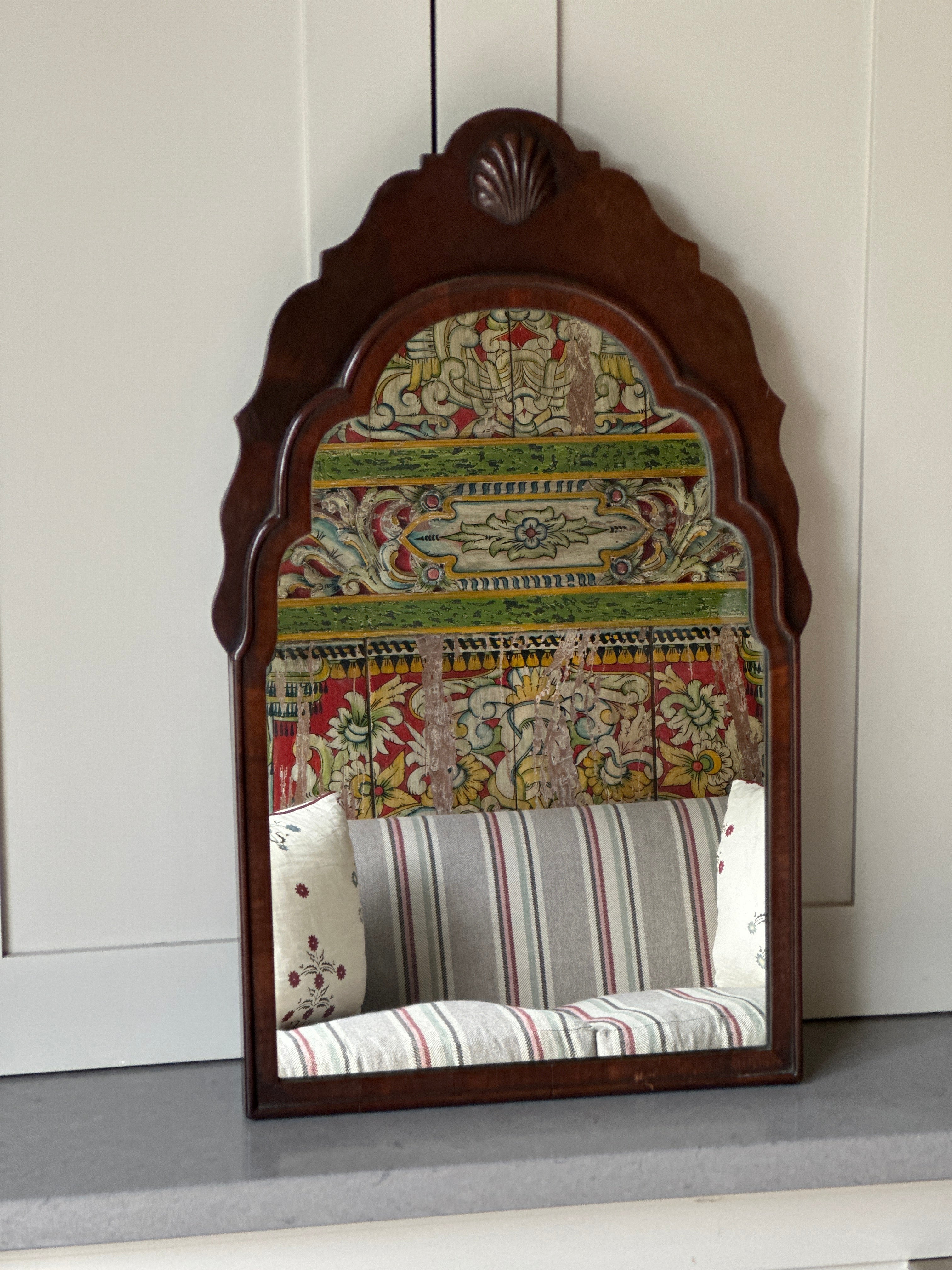 Small Mahogany Mirror with Shell Motif