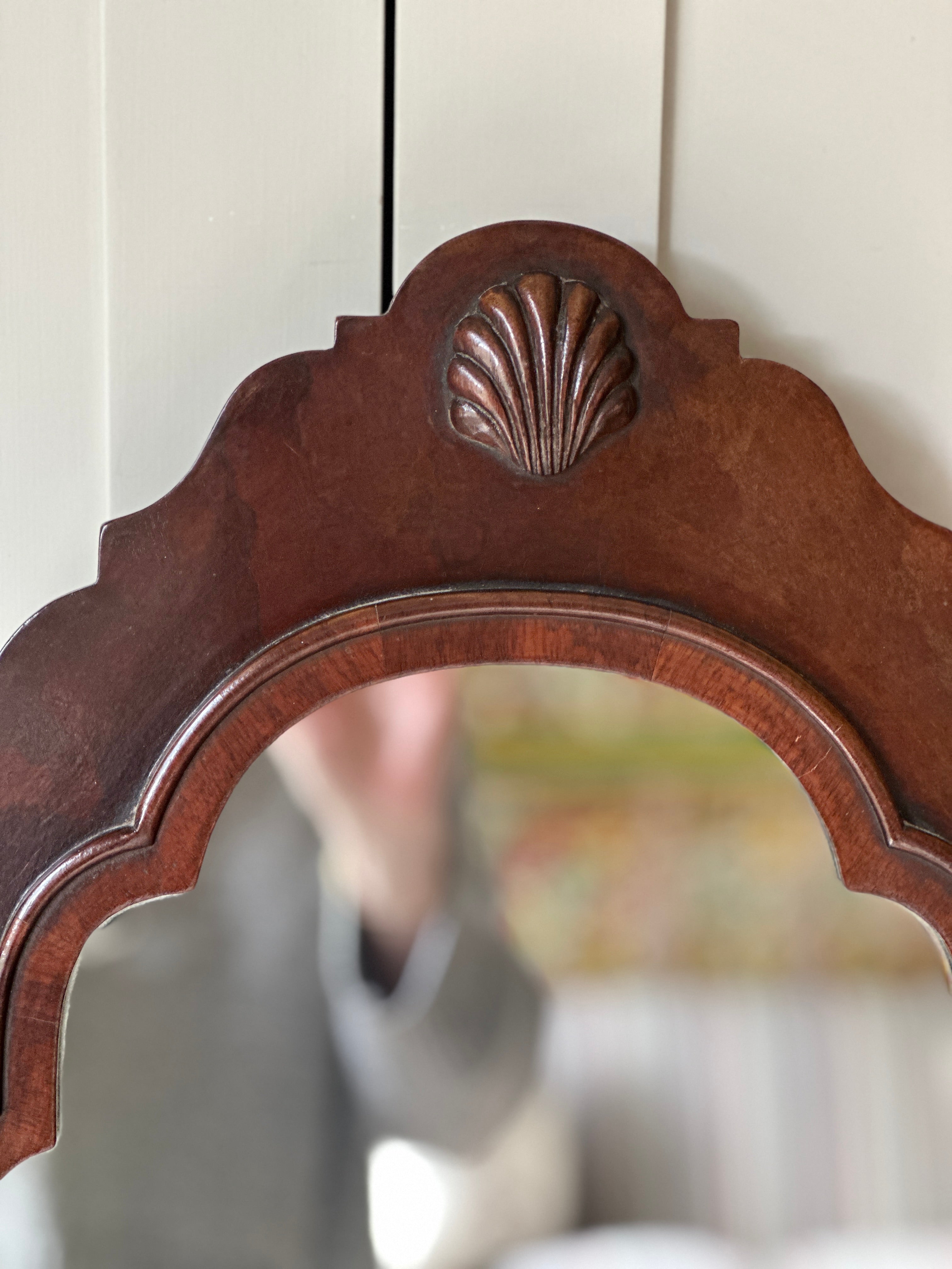 Small Mahogany Mirror with Shell Motif