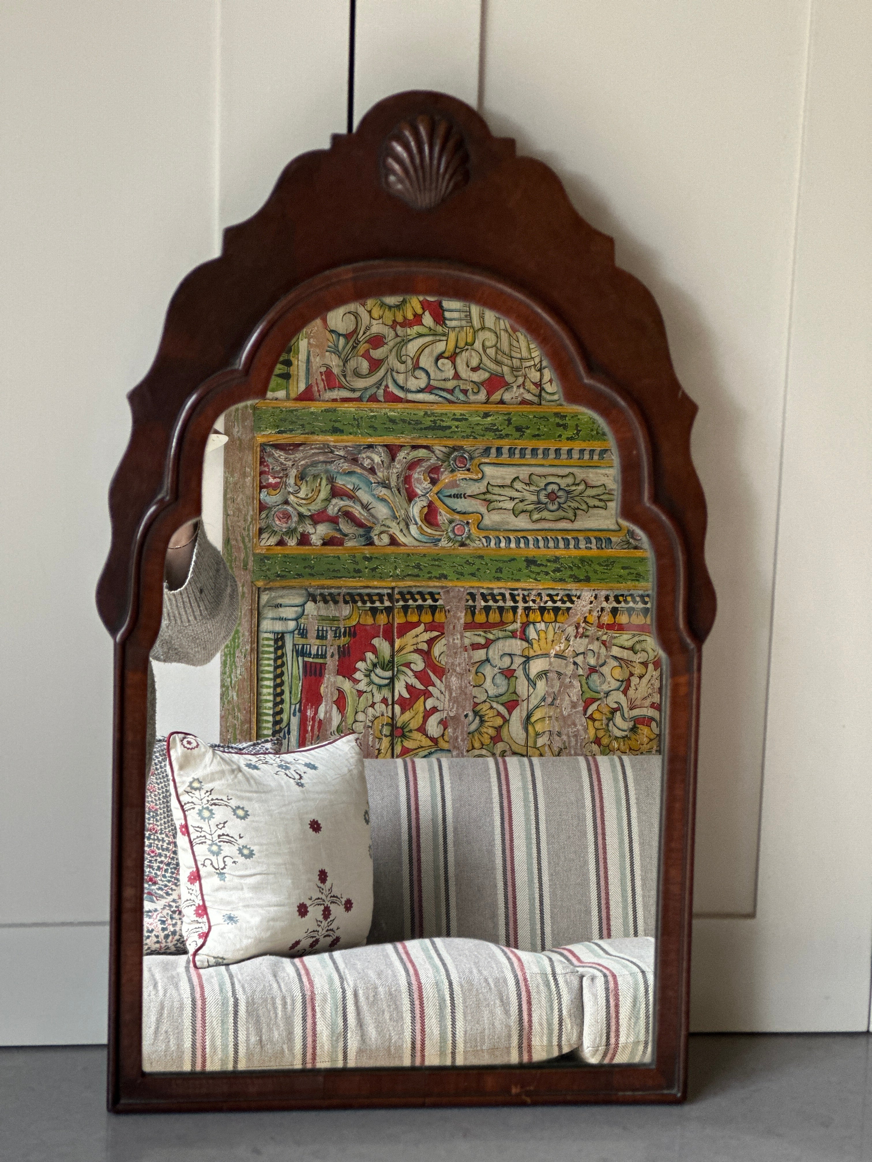 Small Mahogany Mirror with Shell Motif