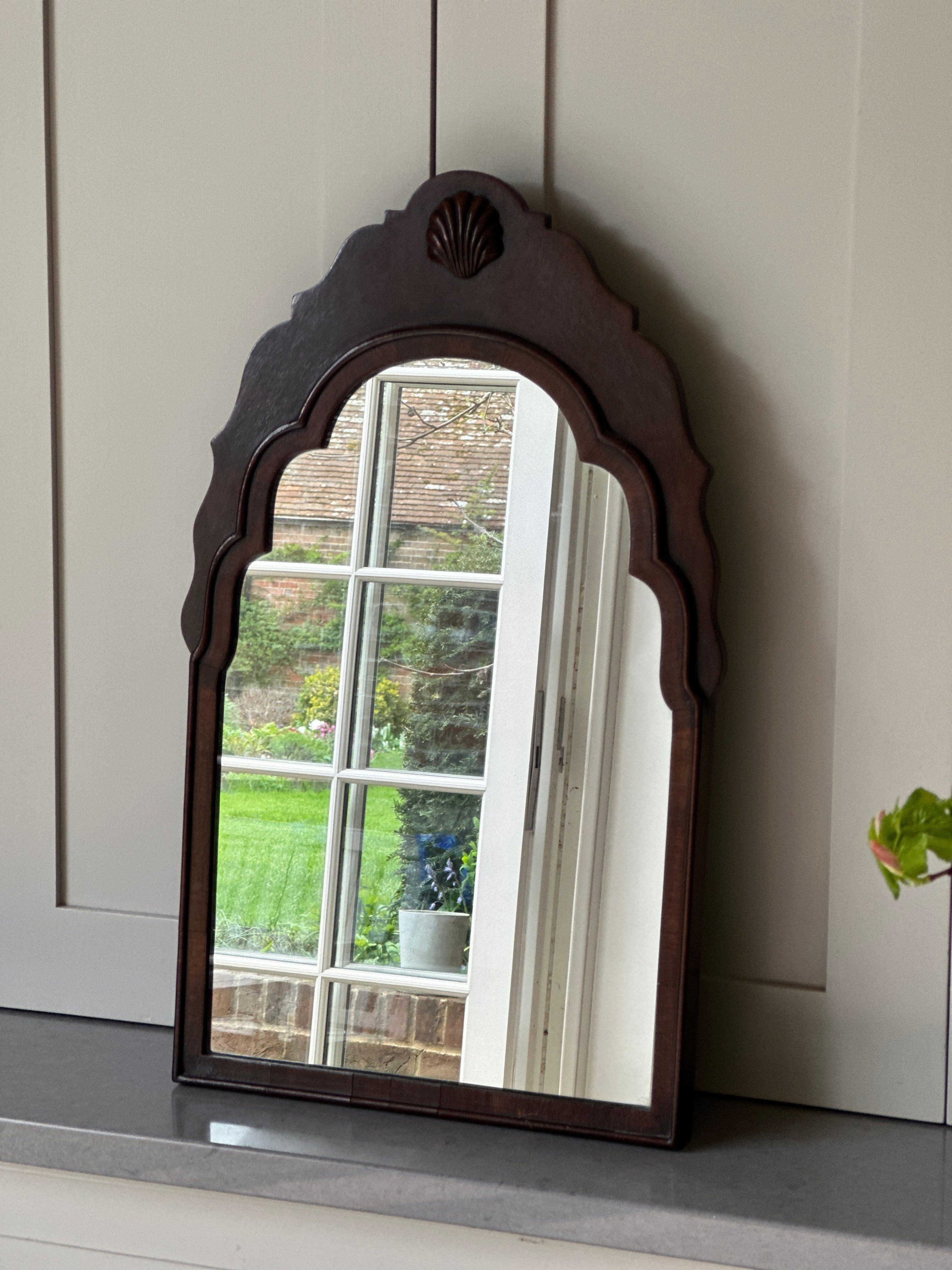 Small Mahogany Mirror with Shell Motif