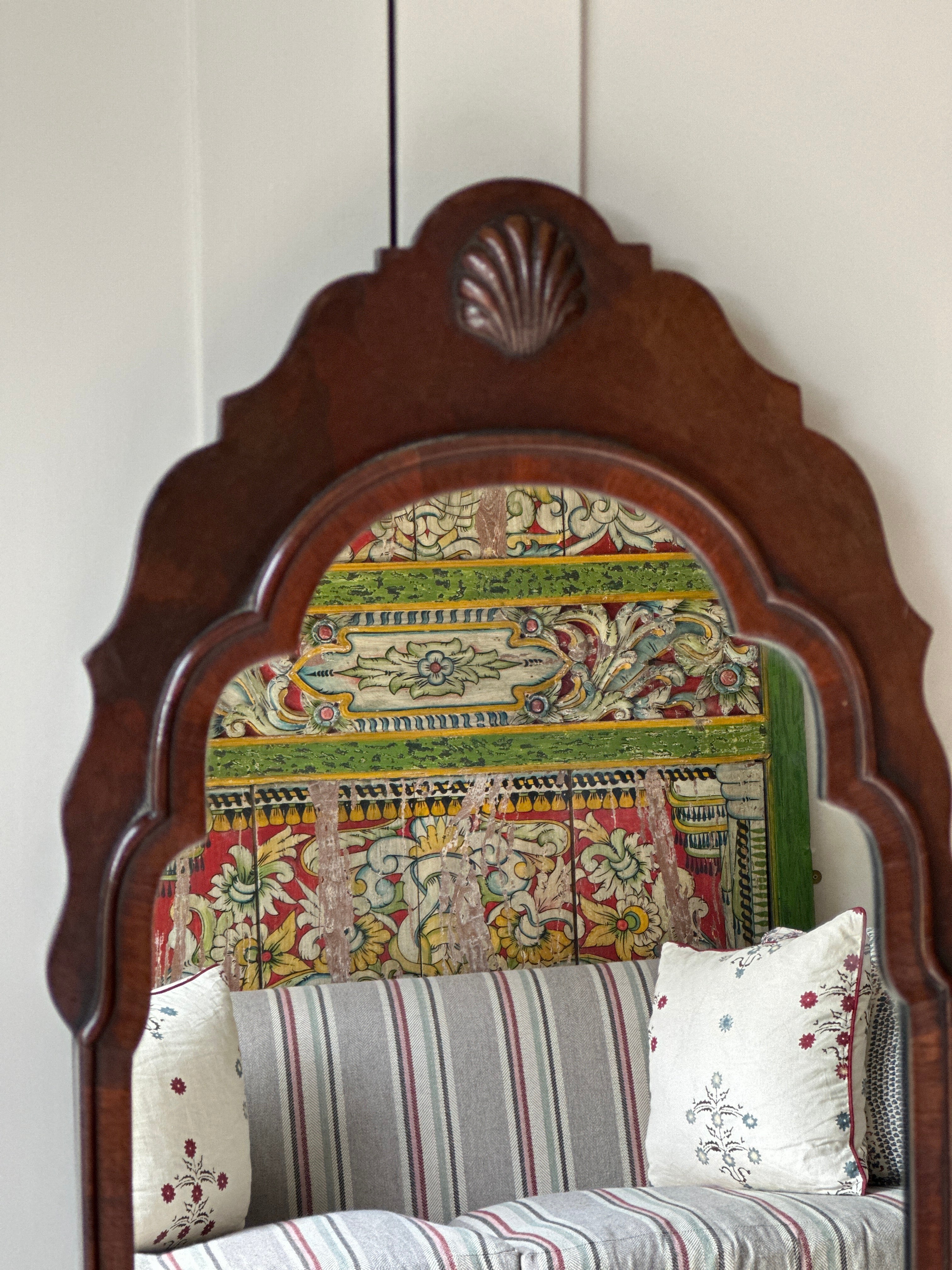 Small Mahogany Mirror with Shell Motif