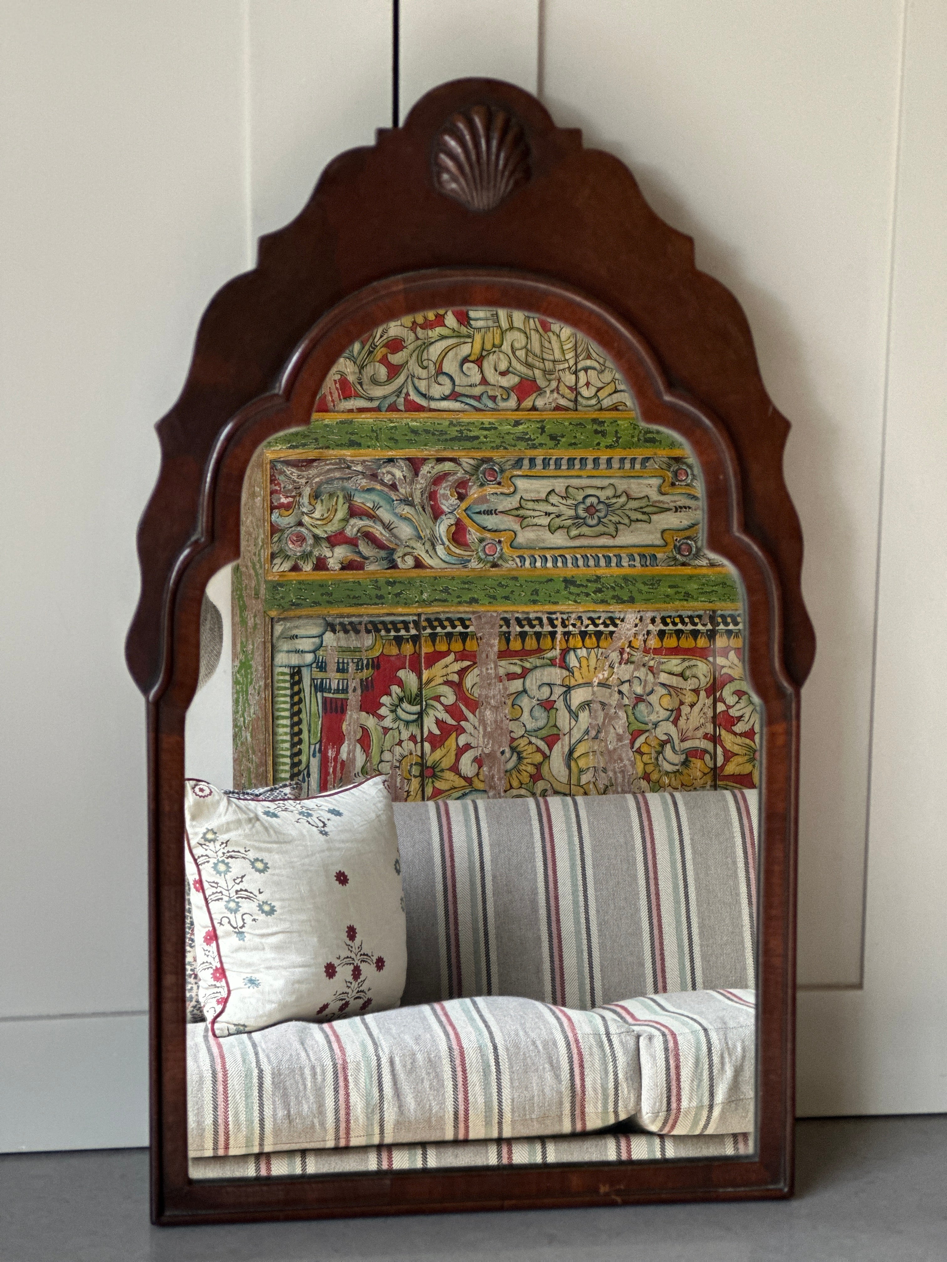 Small Mahogany Mirror with Shell Motif