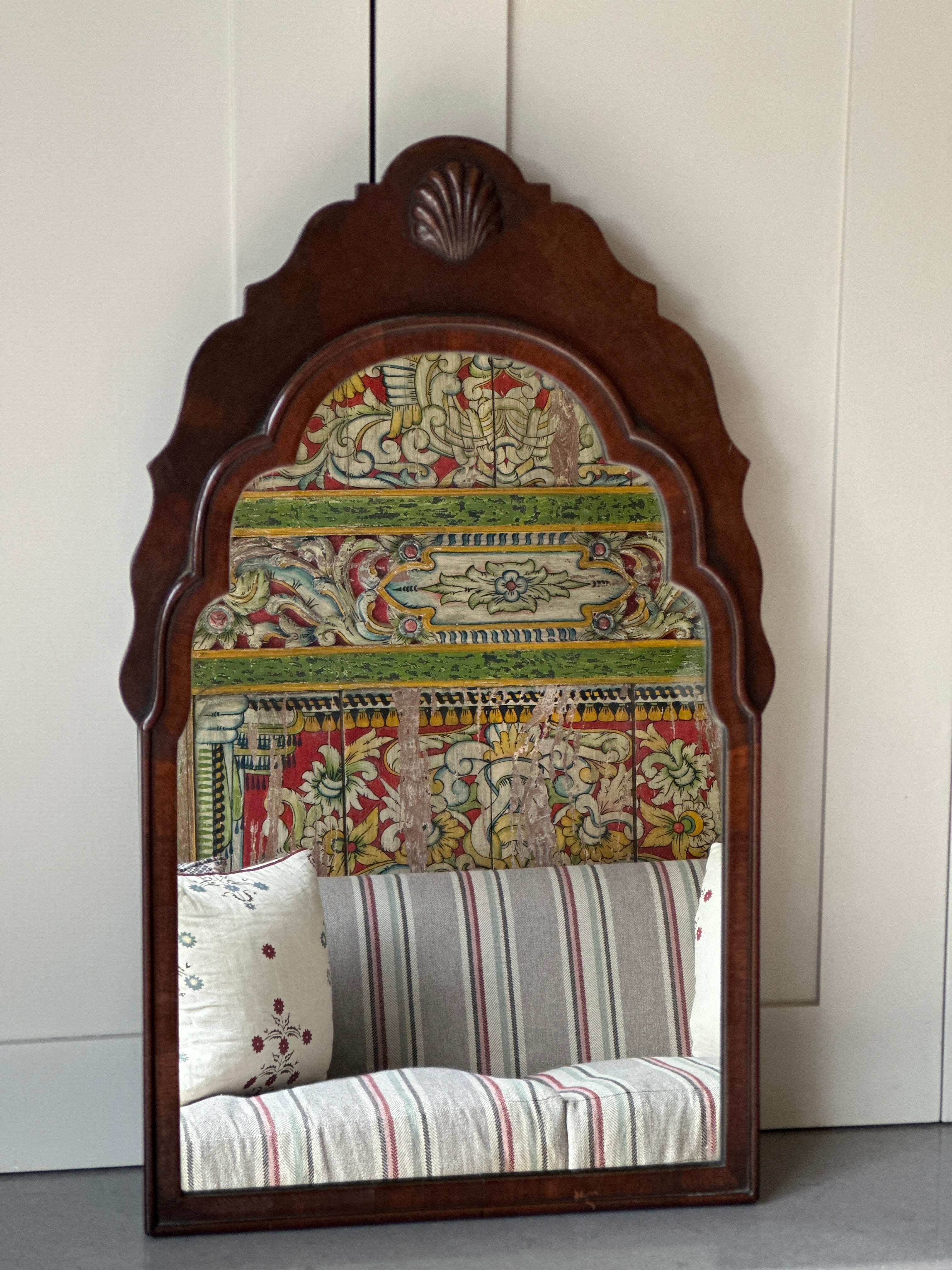 Small Mahogany Mirror with Shell Motif