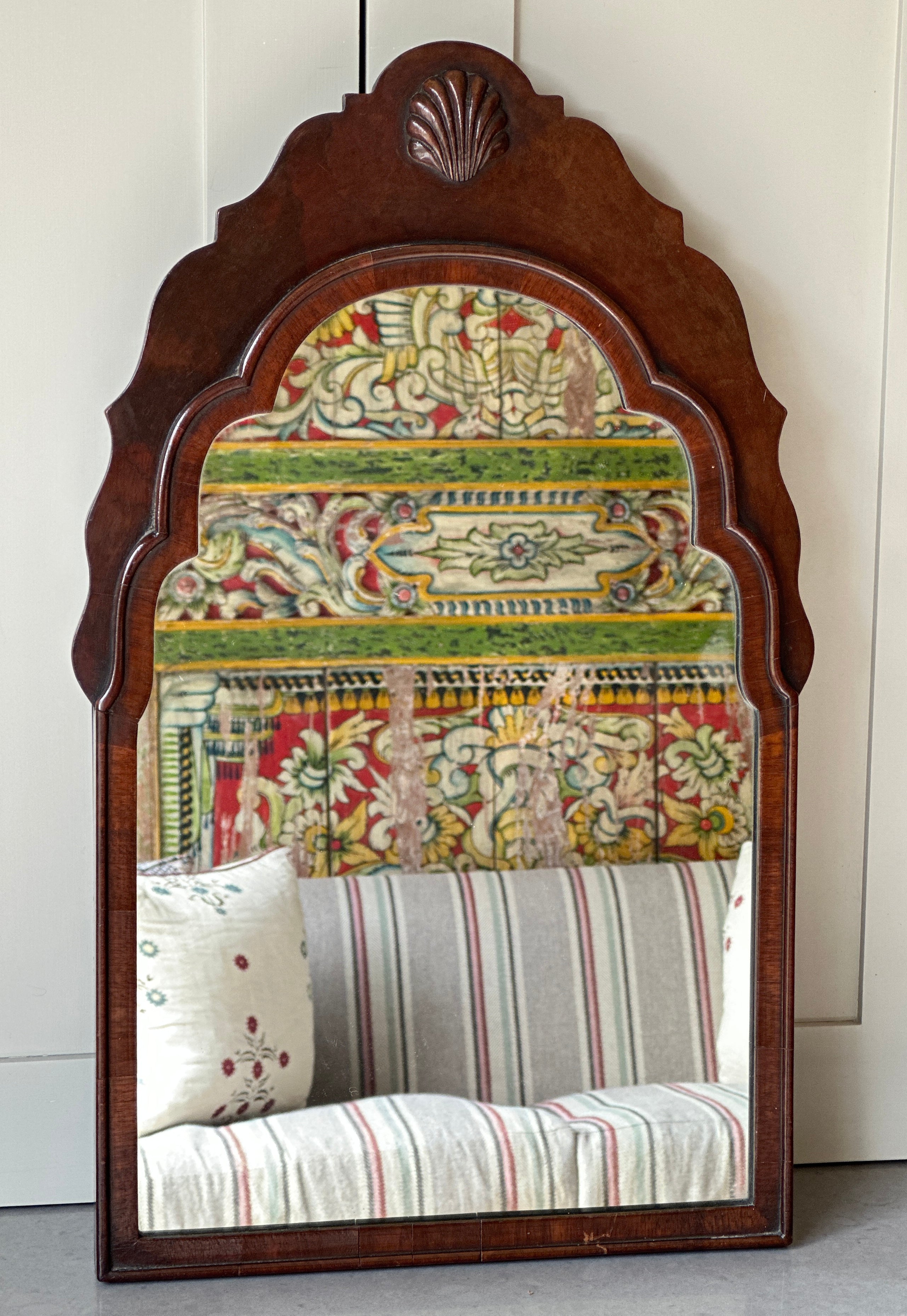 Small Mahogany Mirror with Shell Motif