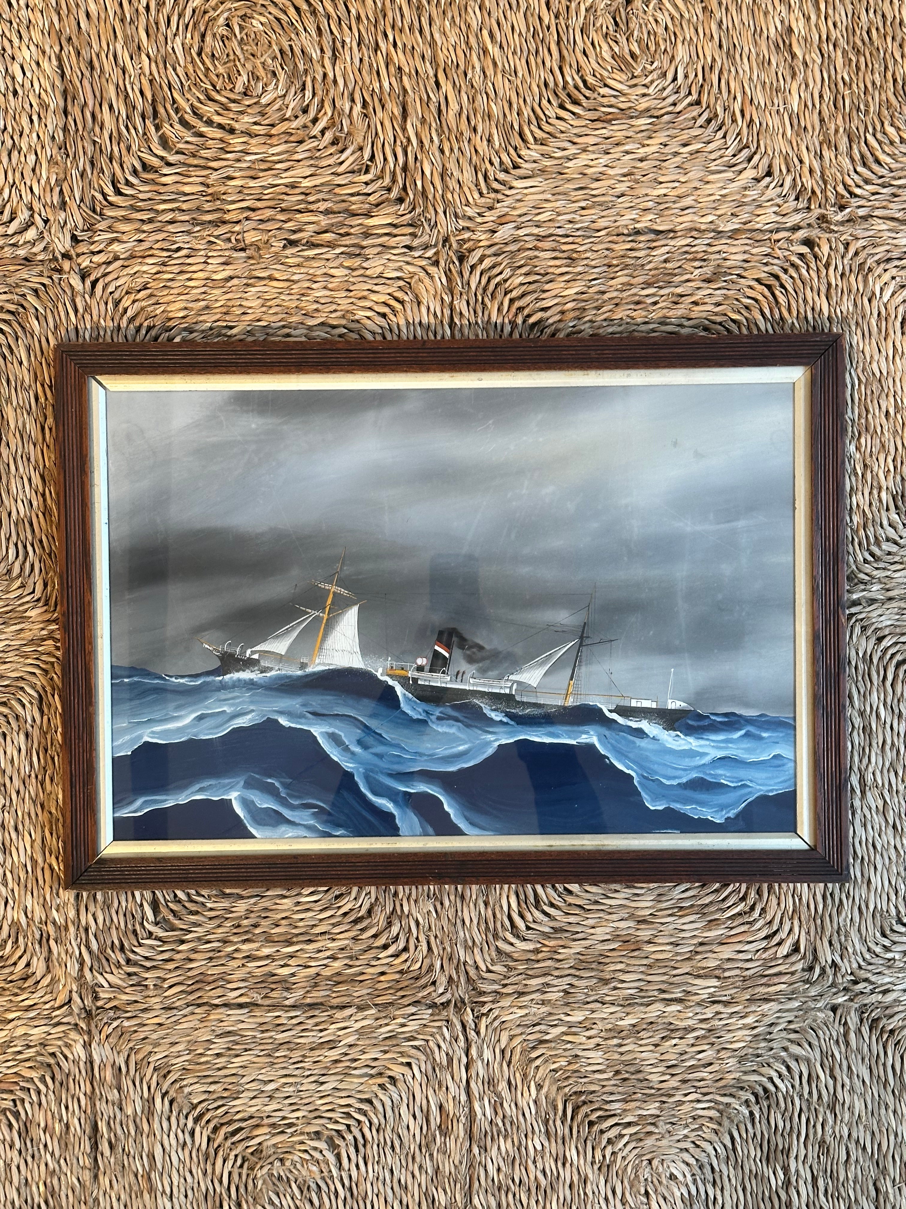 Framed Painting of Seafaring Scene