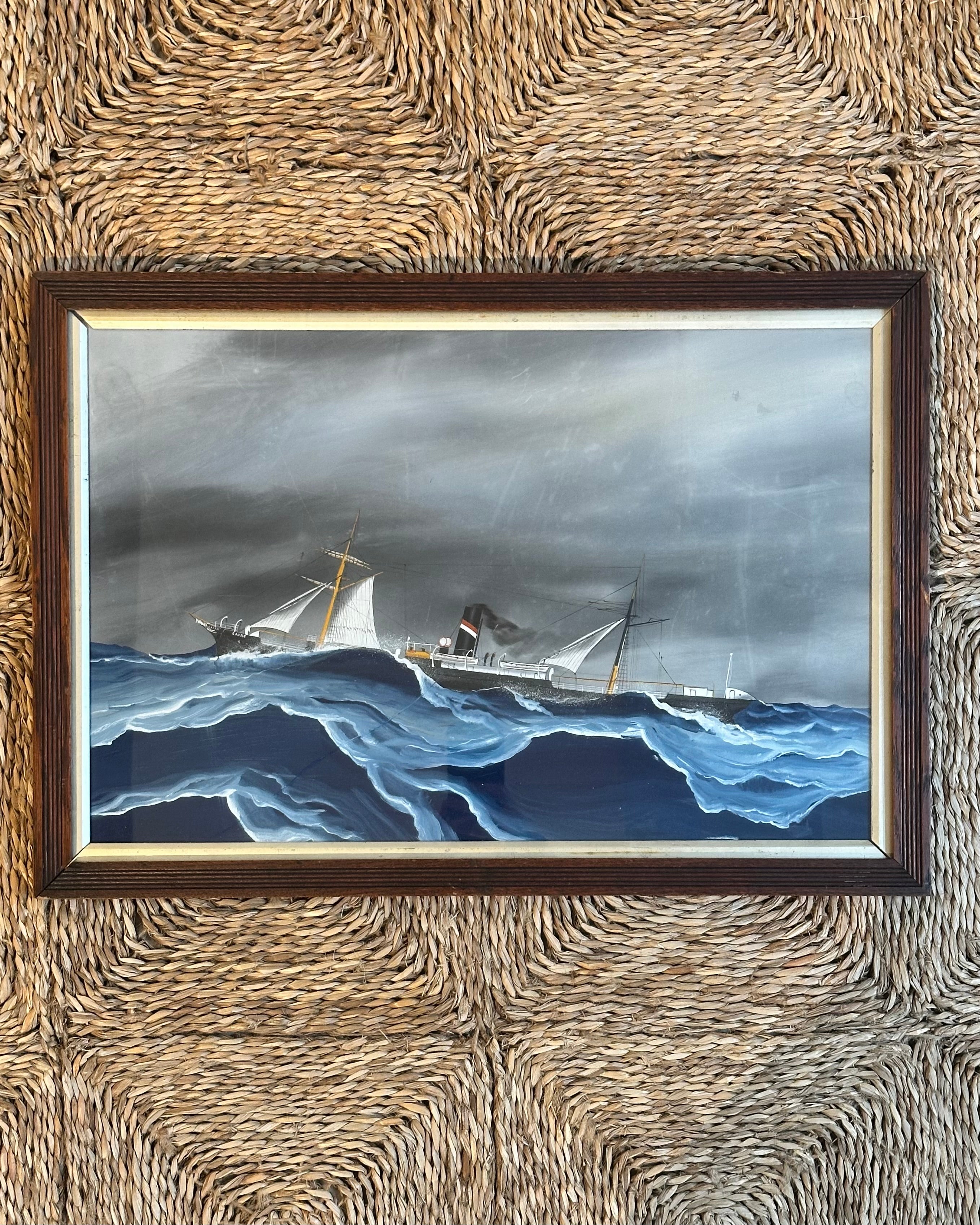 Framed Painting of Seafaring Scene