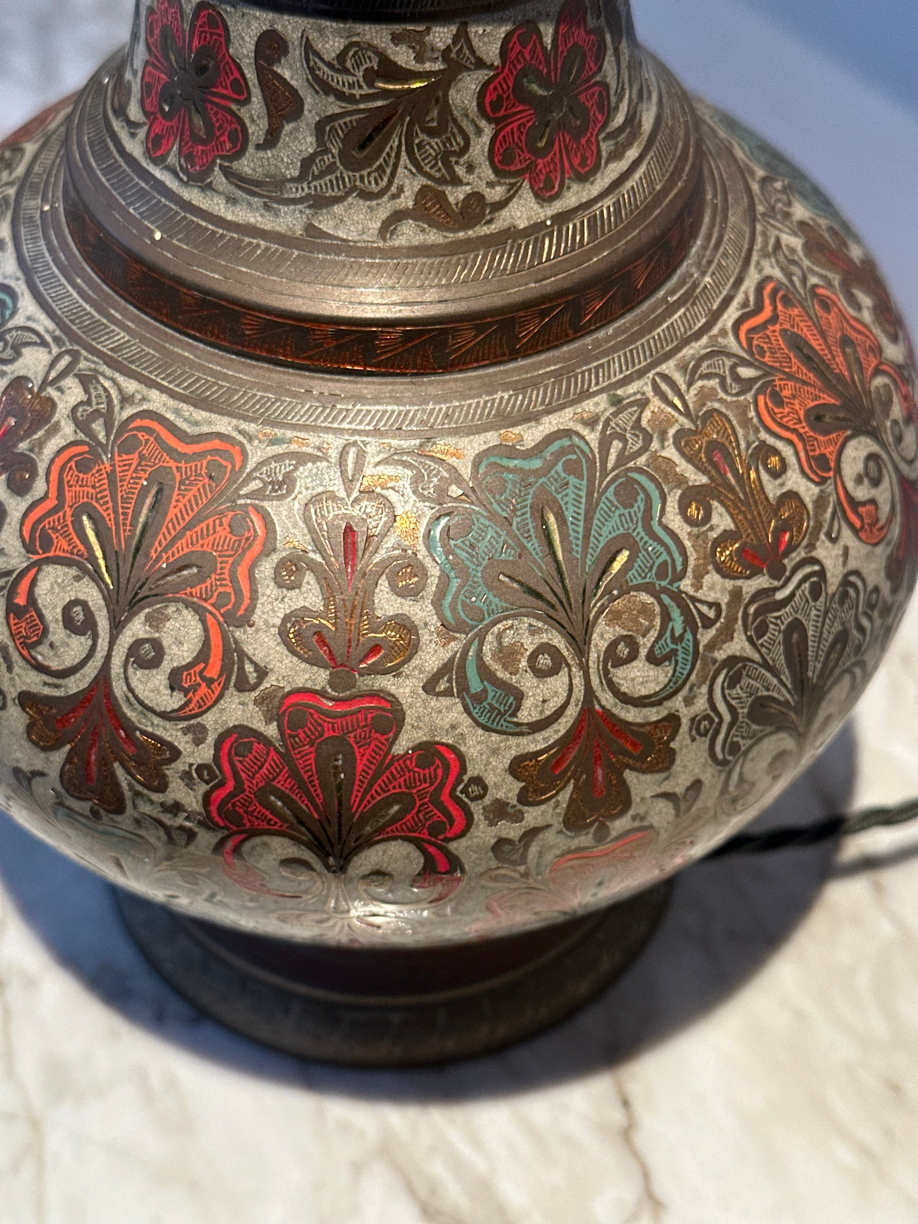 Pair of Indian Metal Table Lamps