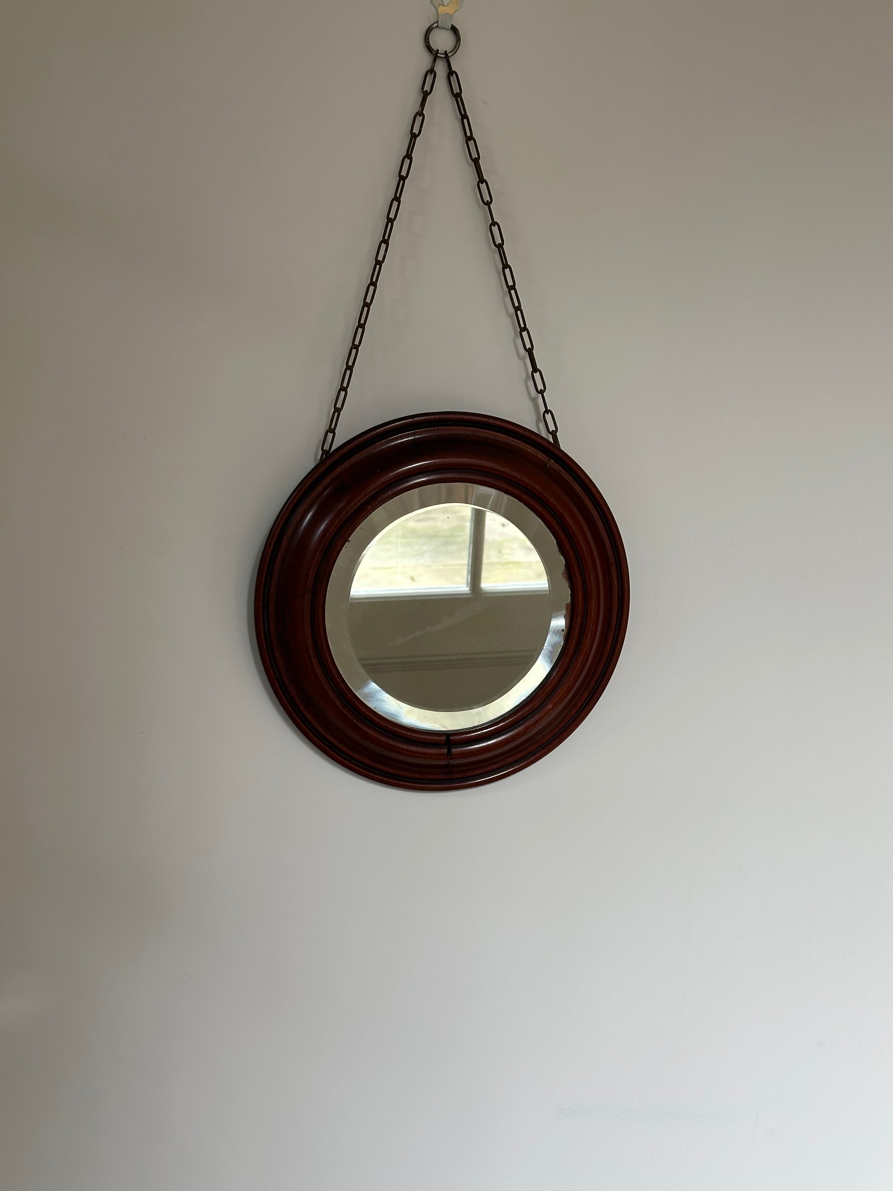 Circular Mirror in Walnut