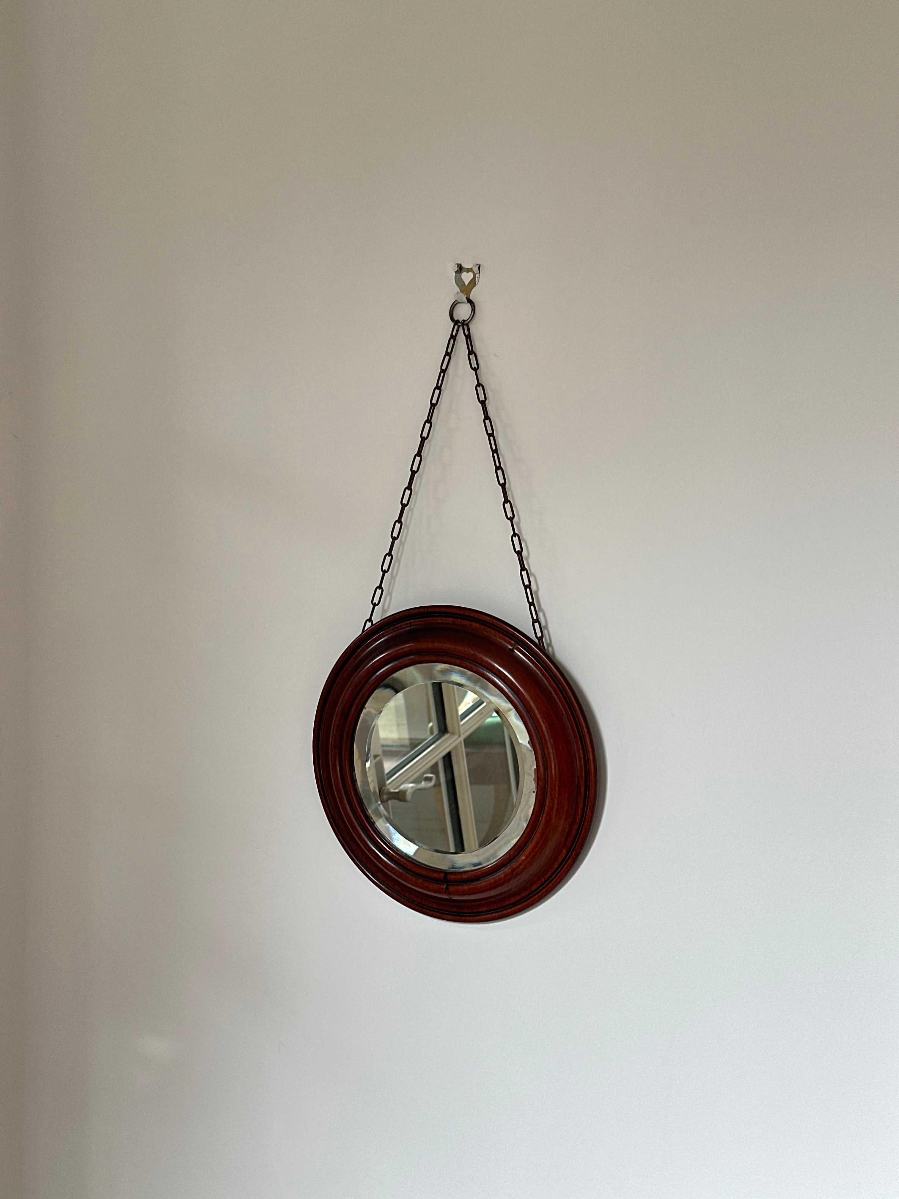 Circular Mirror in Walnut