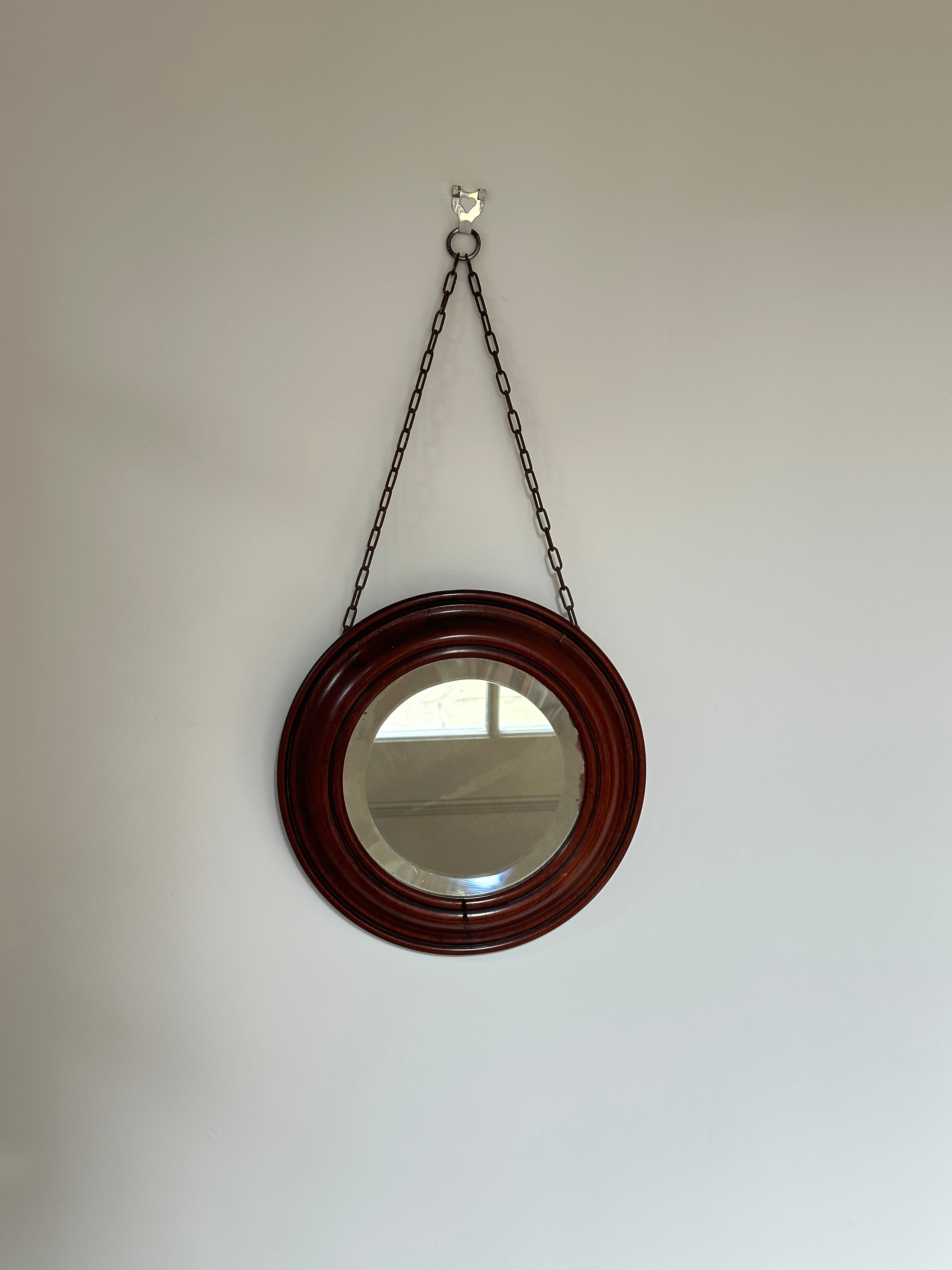 Circular Mirror in Walnut