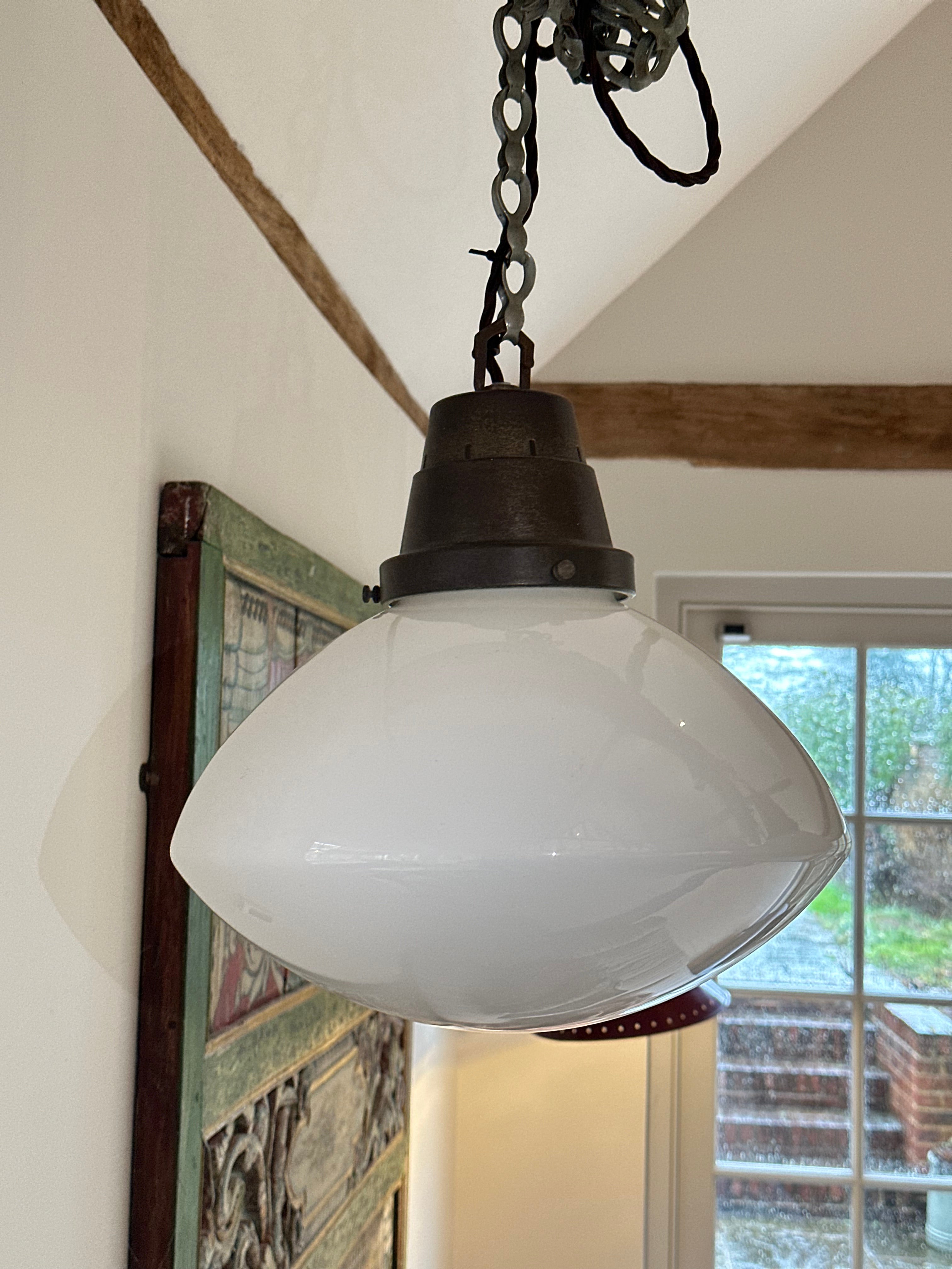 Set of 3 Large Opaline Pendant Lights