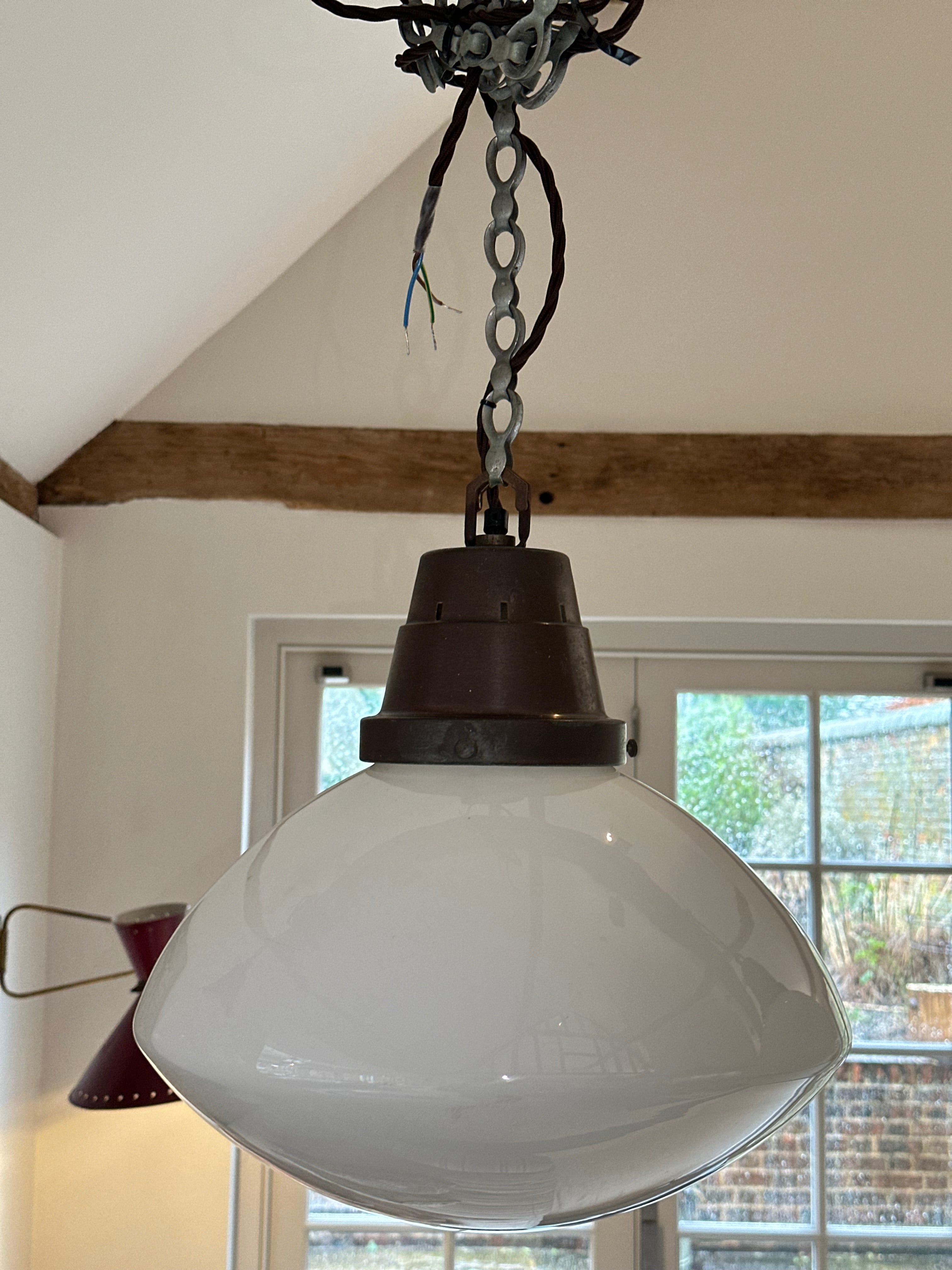 Set of 3 Large Opaline Pendant Lights