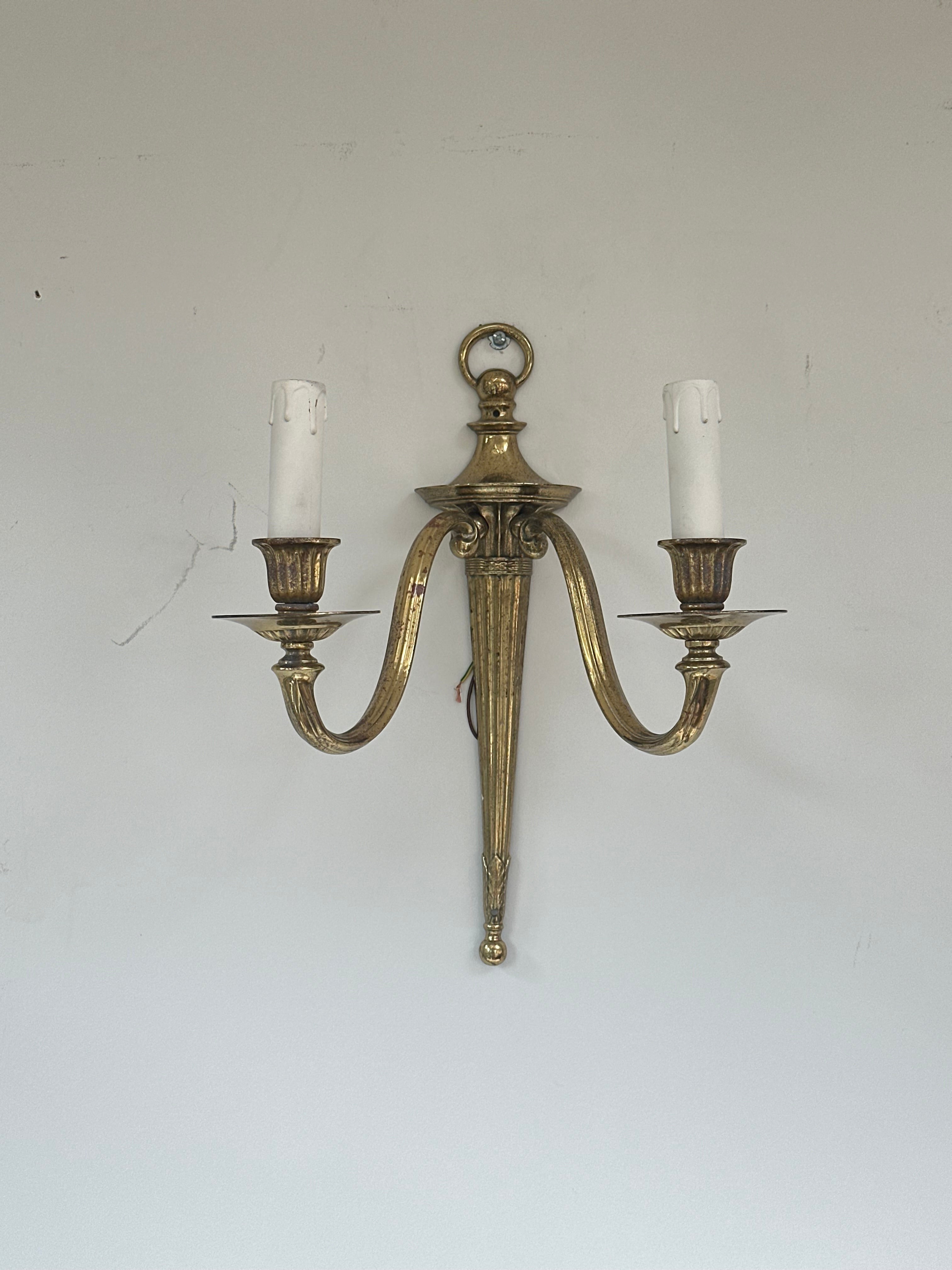 C1900 Pair of English 2 Armed Wall Lights