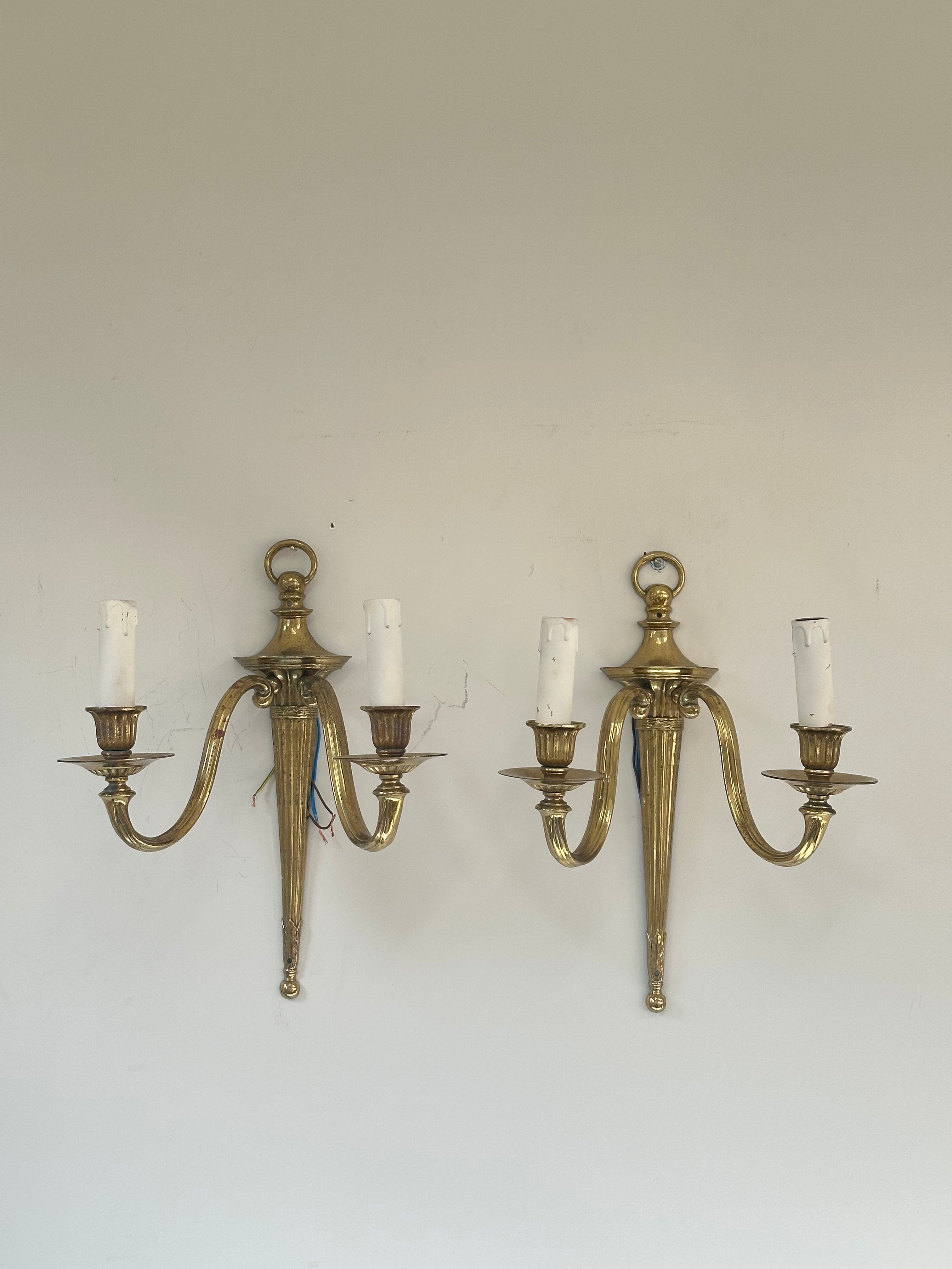 C1900 Pair of English 2 Armed Wall Lights