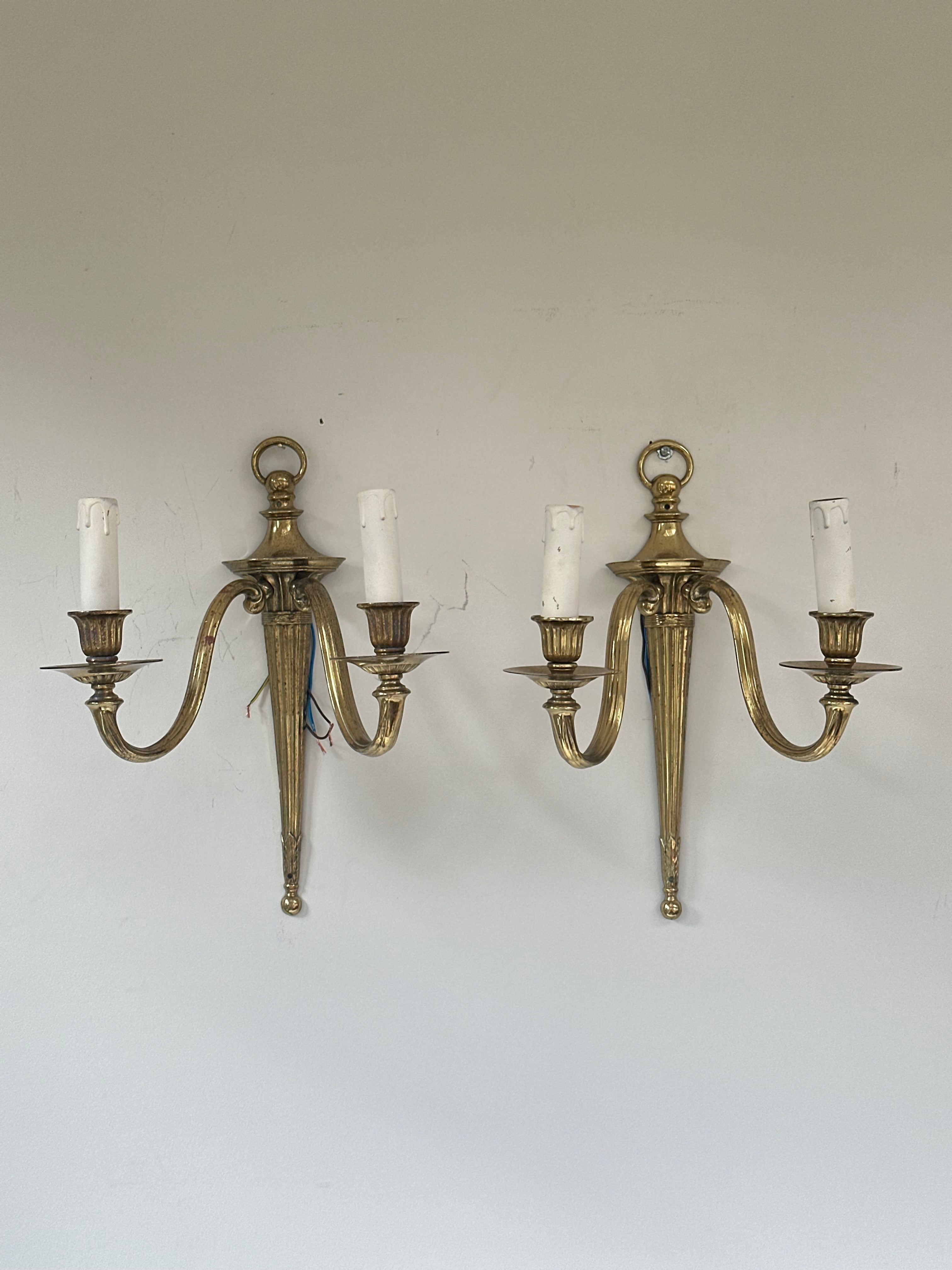 C1900 Pair of English 2 Armed Wall Lights