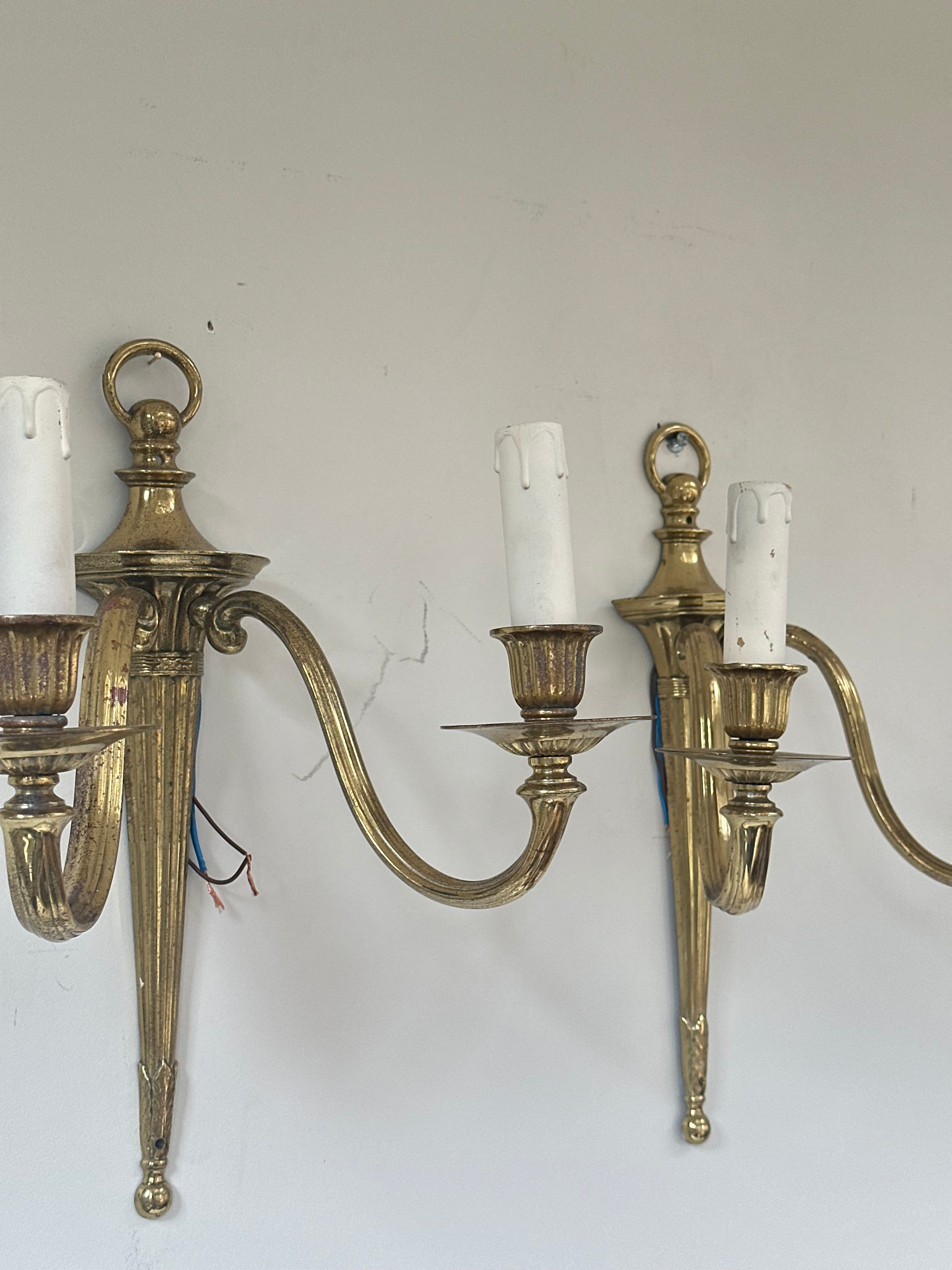 C1900 Pair of English 2 Armed Wall Lights