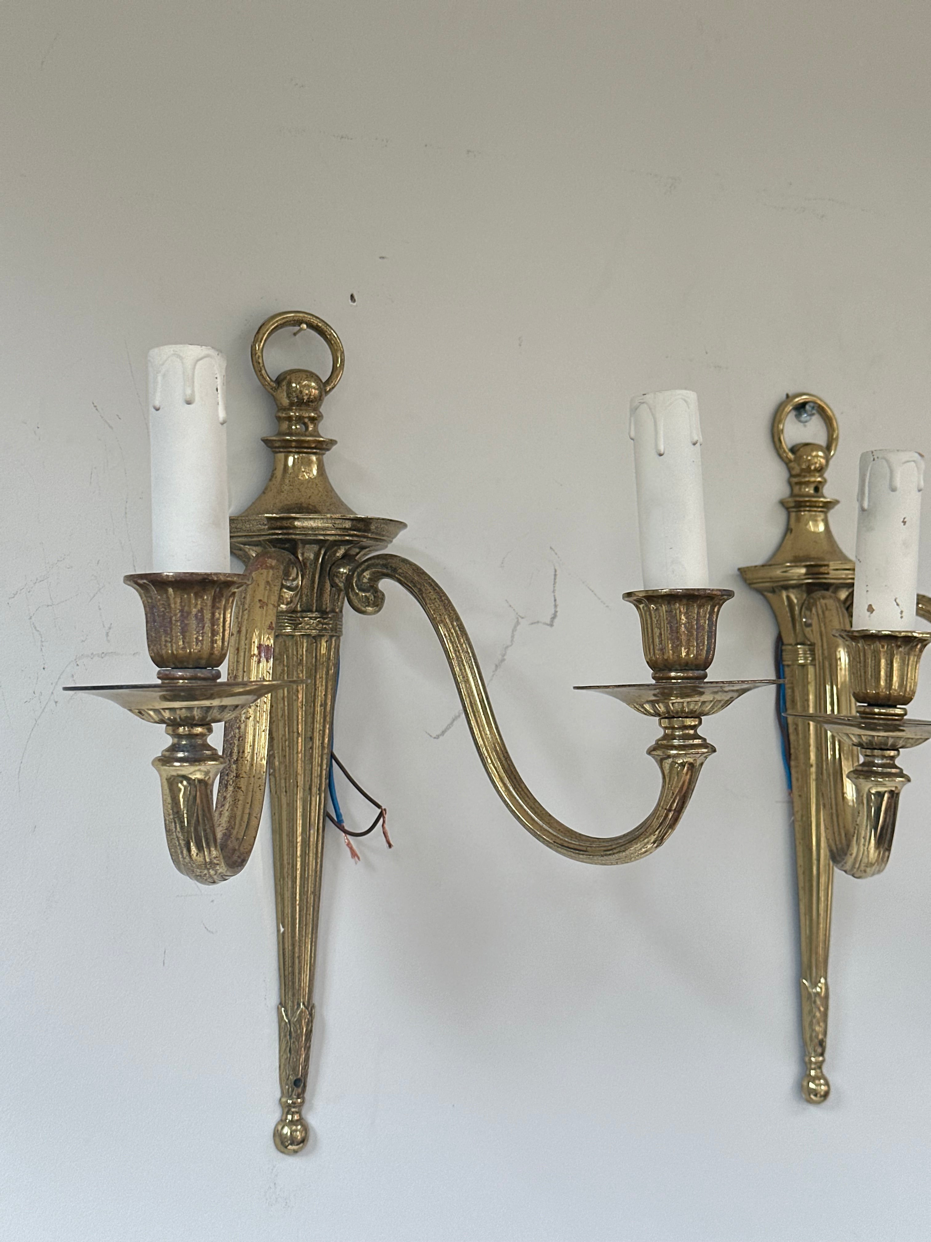 C1900 Pair of English 2 Armed Wall Lights