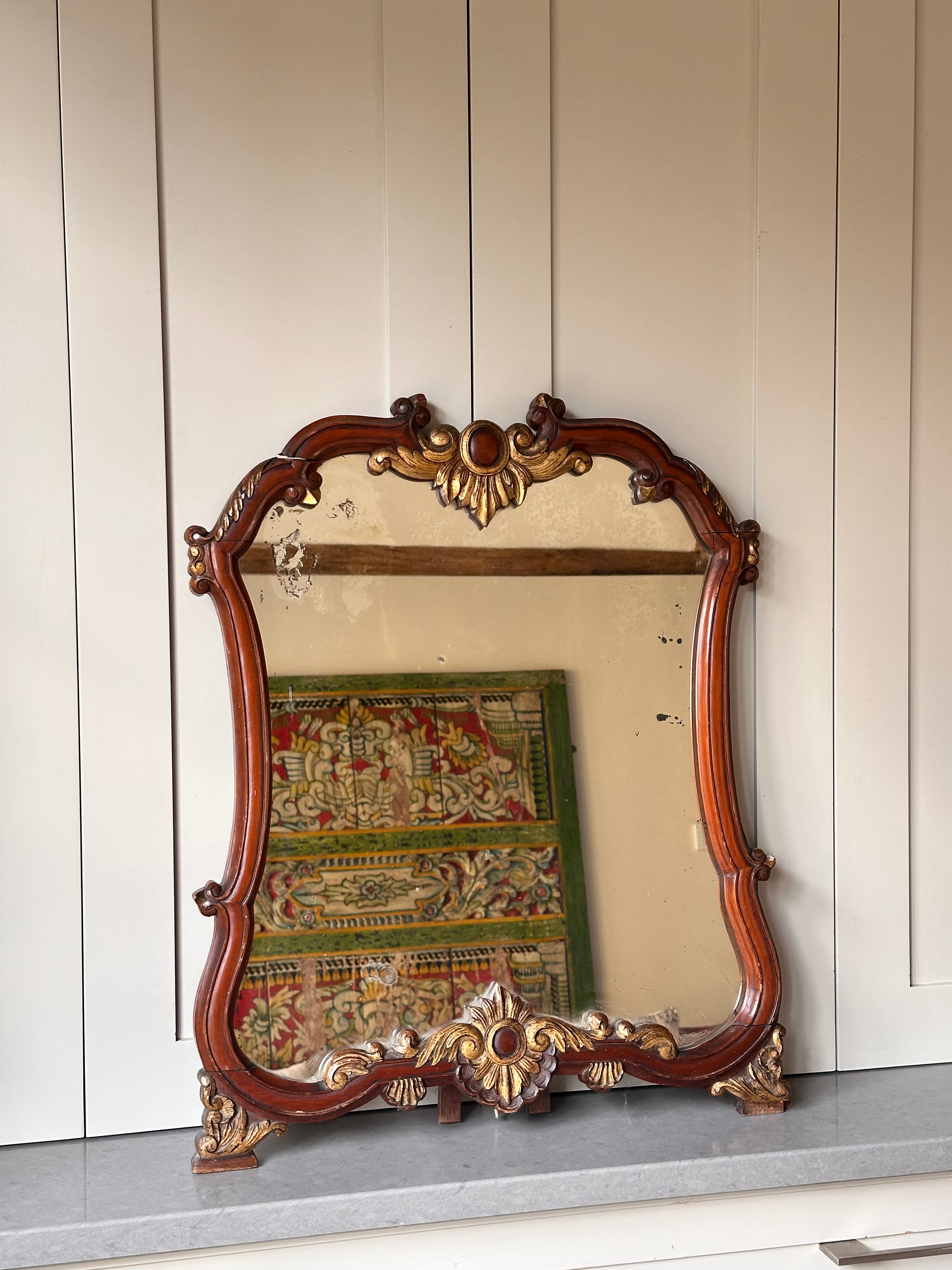 Antique Gilt Wooden Dressing Table Mirror