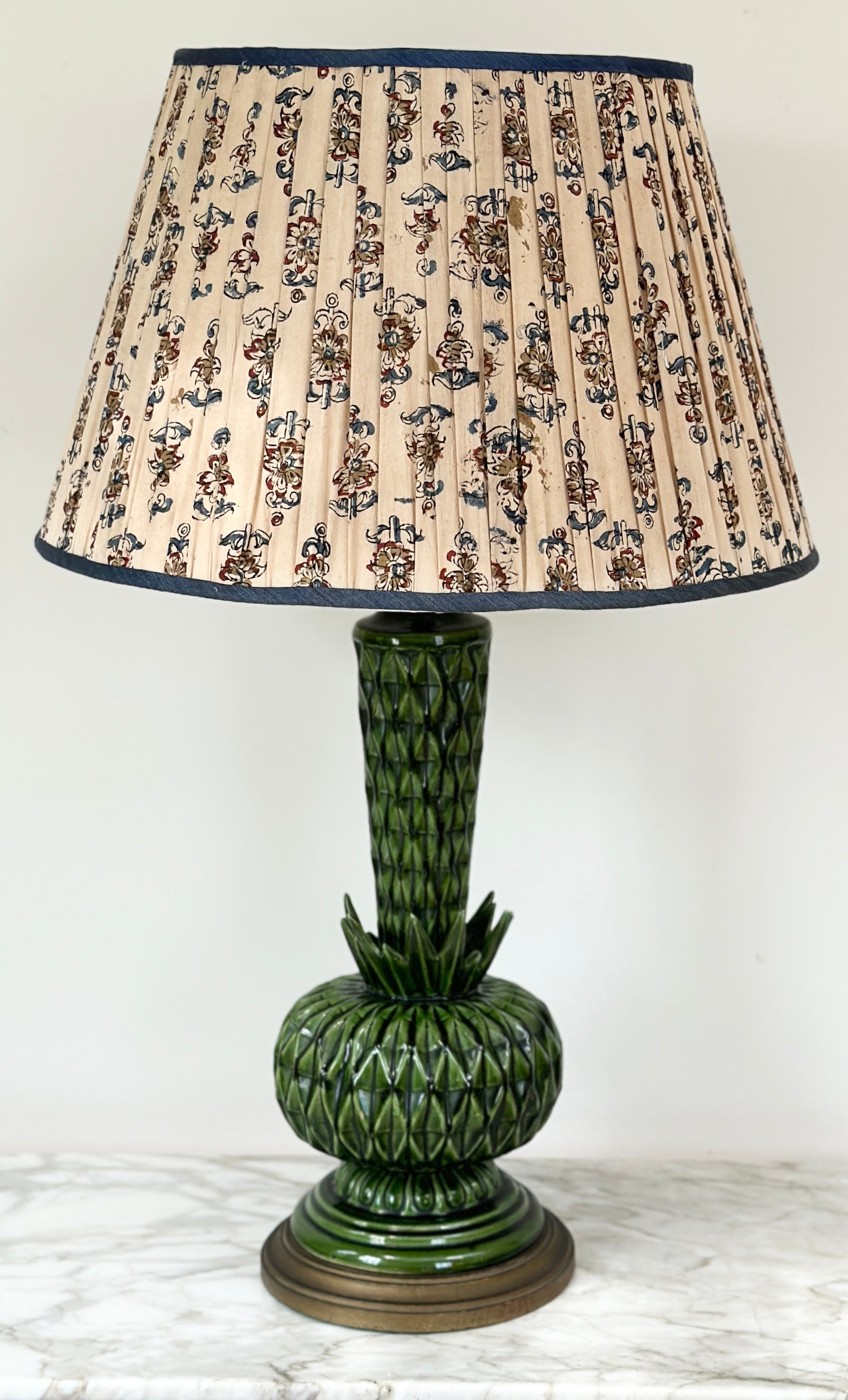 Vintage Green Spanish Manises Table Lamp